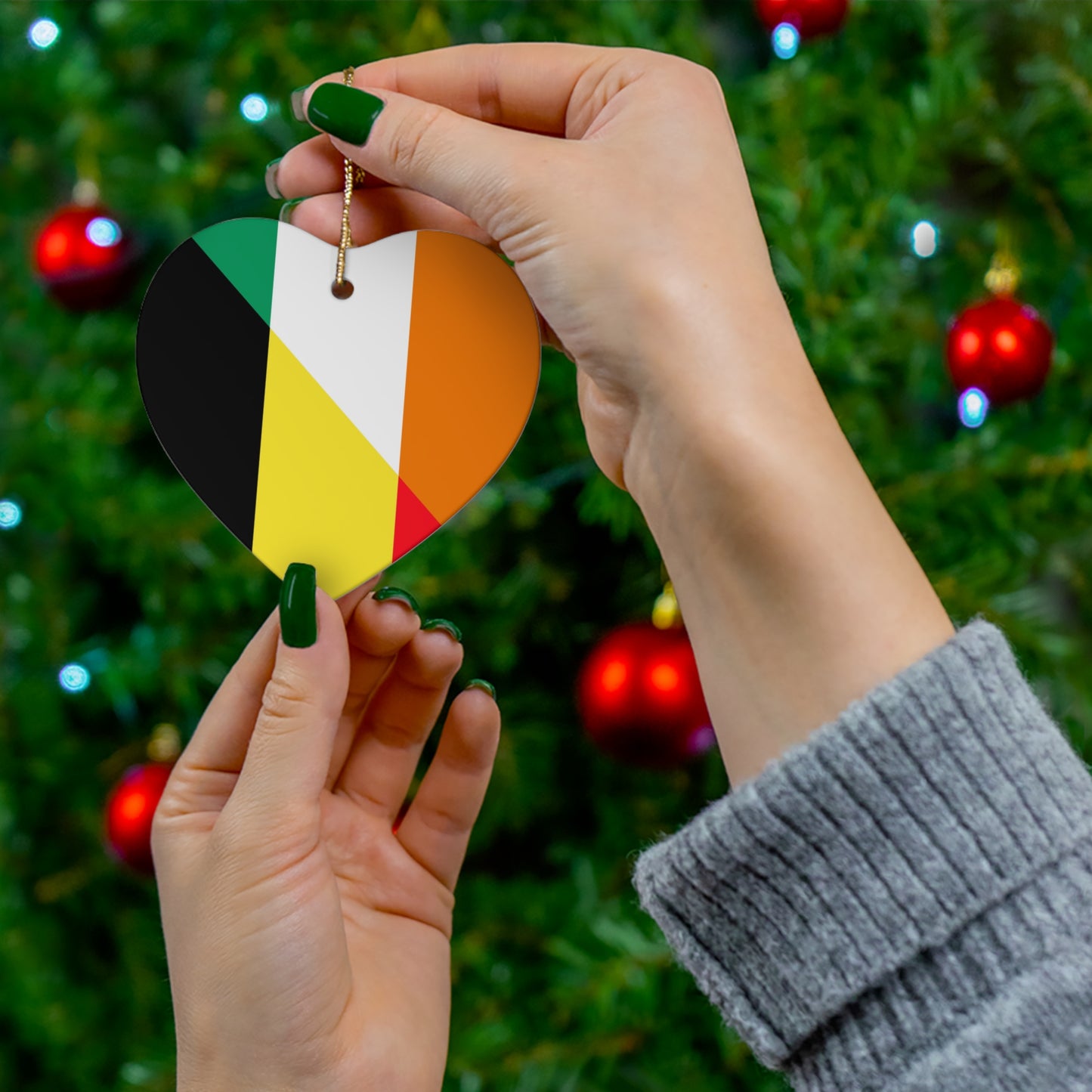 German Irish Flag Half Germany Ireland Ceramic Ornament | Christmas Tree Ornaments