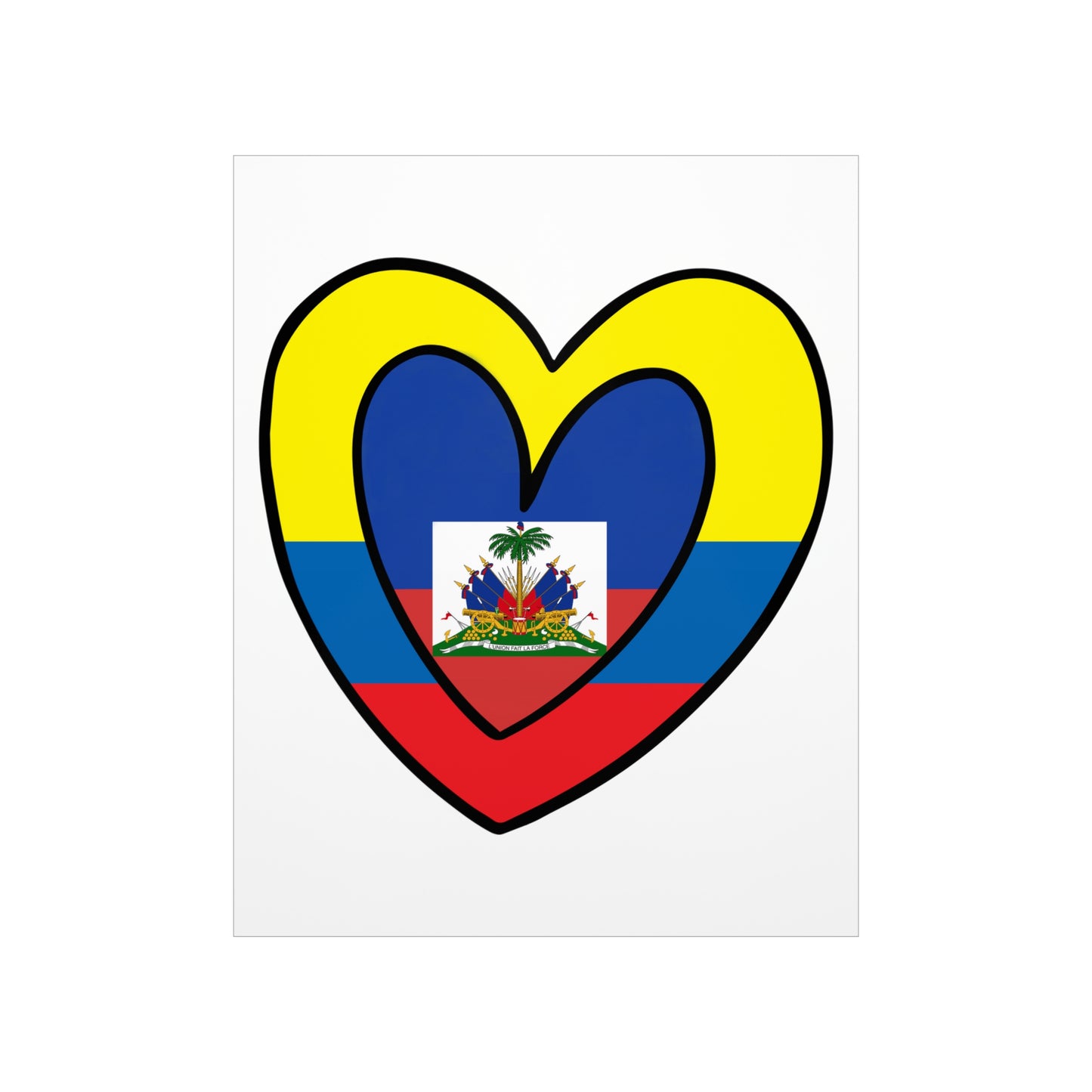 Colombian Haitian Flag Inner Heart Colombia Haiti  Premium Matte Poster