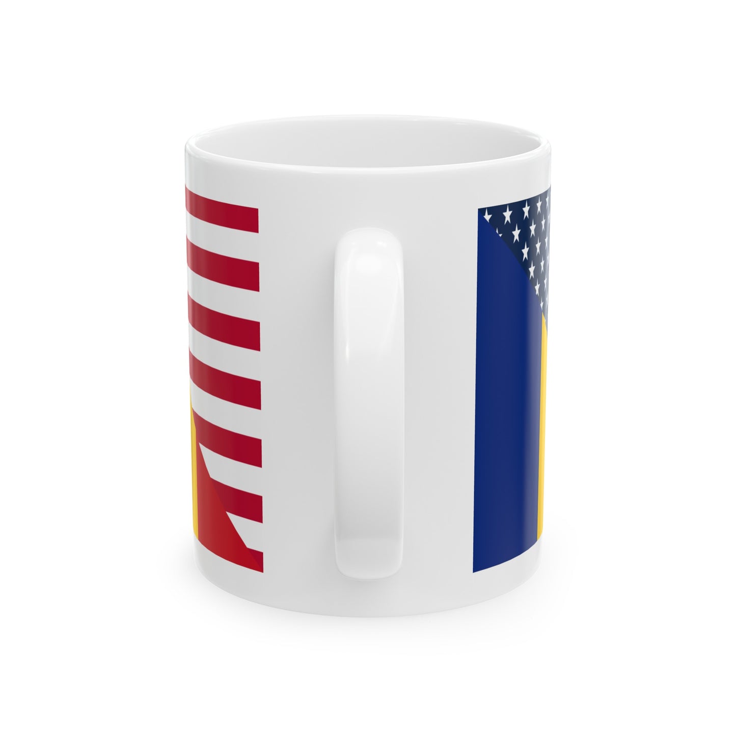 Romania American Flag Half Romanian USA Ceramic Mug 11oz, 15oz Cup