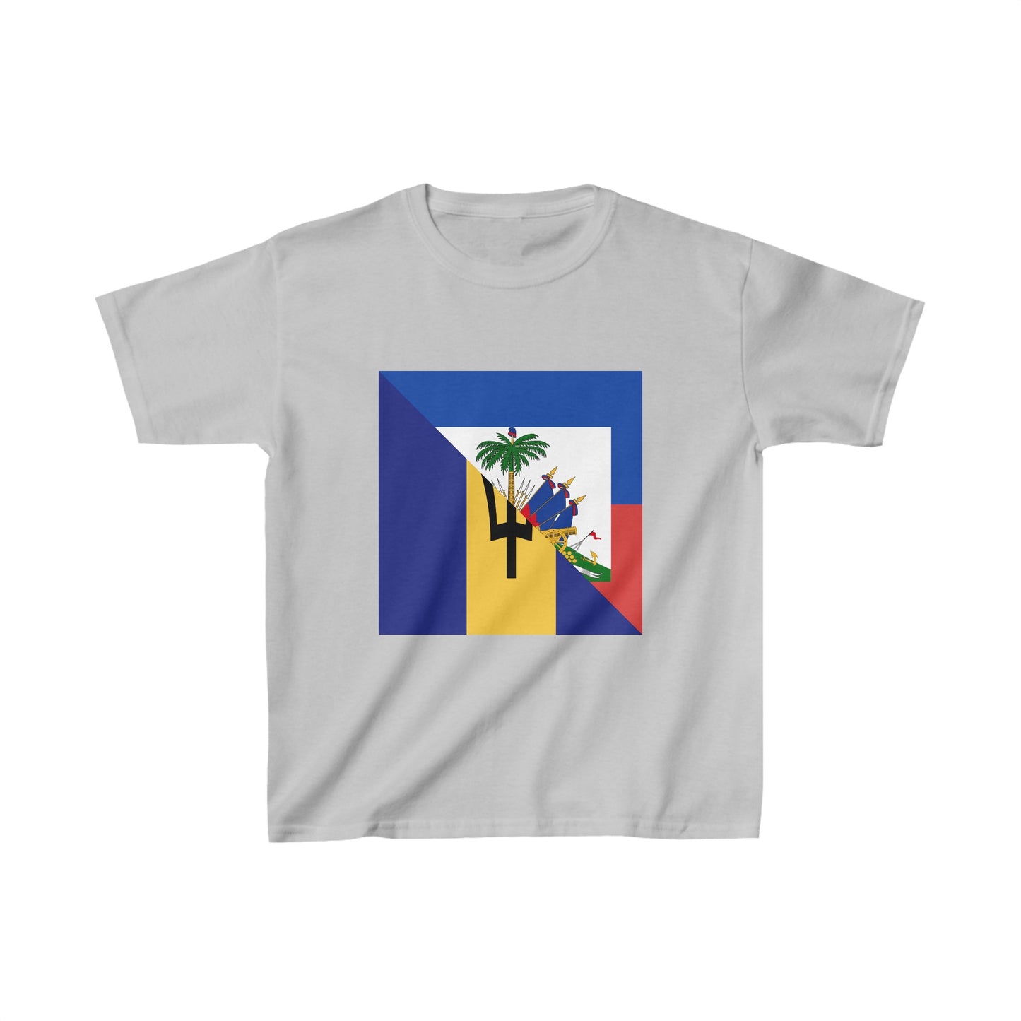 Kids Haitian Bajan Flag Half Haiti Barbados T-Shirt | Unisex Tee Shirt