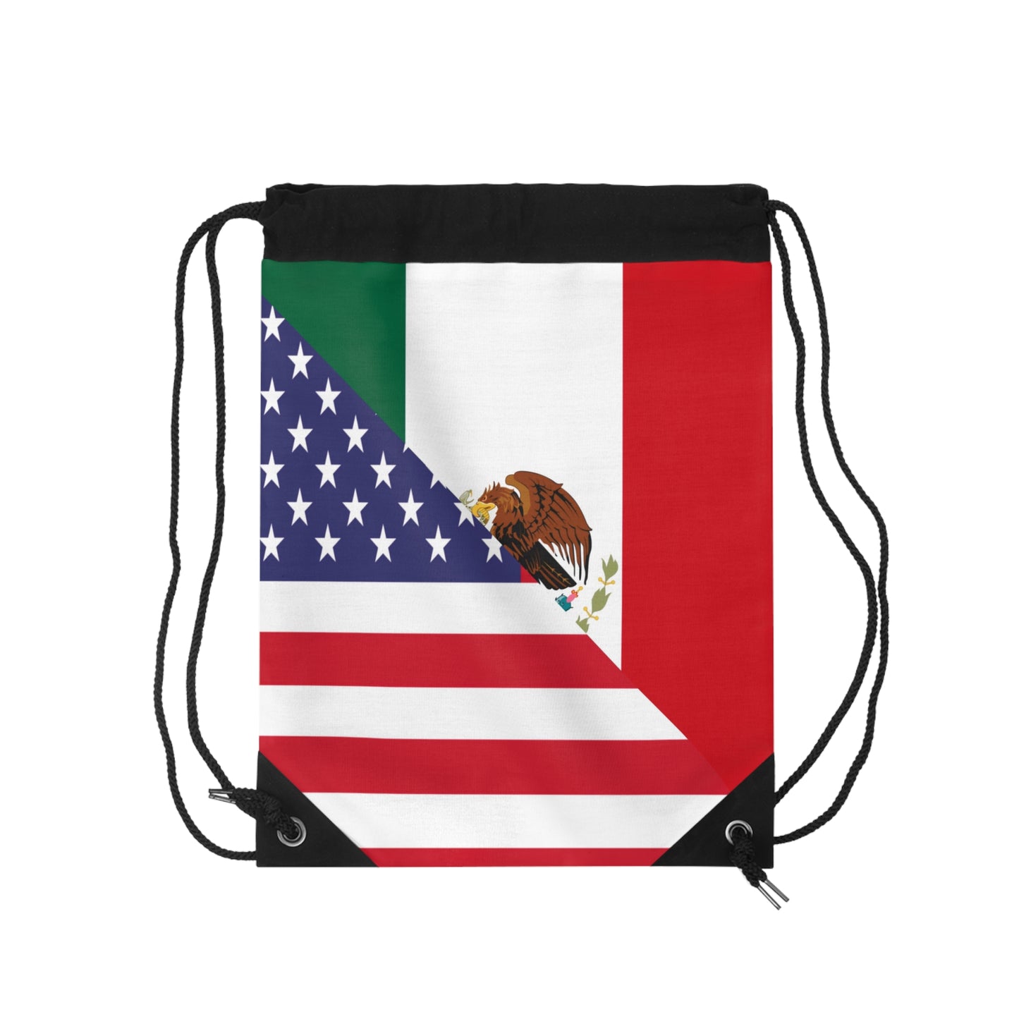 Mexican American Flag Mexico USA Drawstring Bag