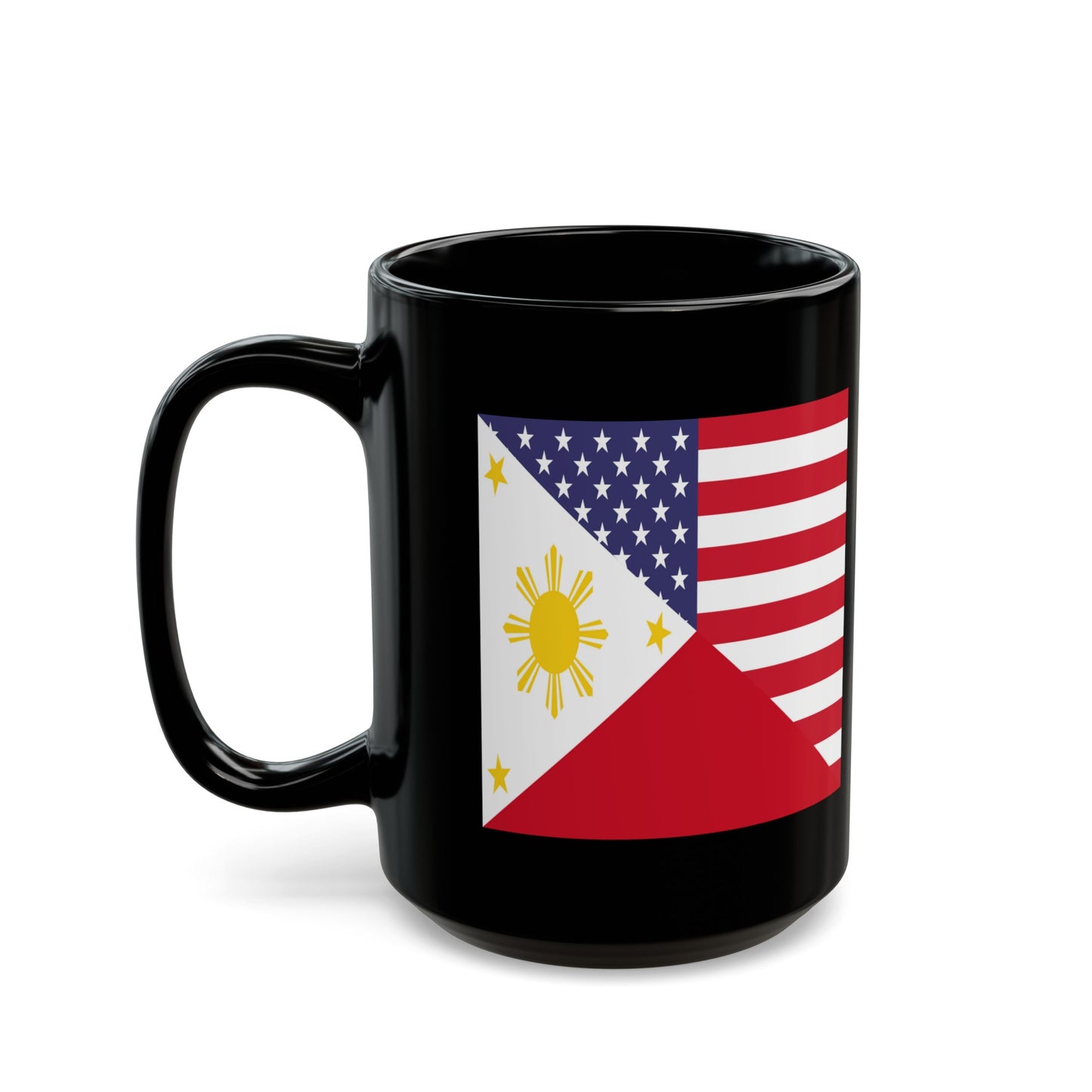 Filipino American Flag Half Philippines USA Black Mug (11oz, 15oz)