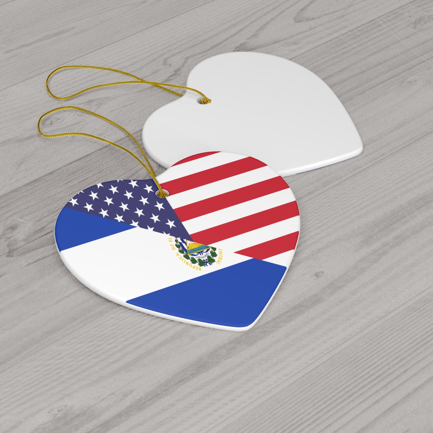 El Salvador American Flag USA Ceramic Ornament | Christmas Tree Ornaments