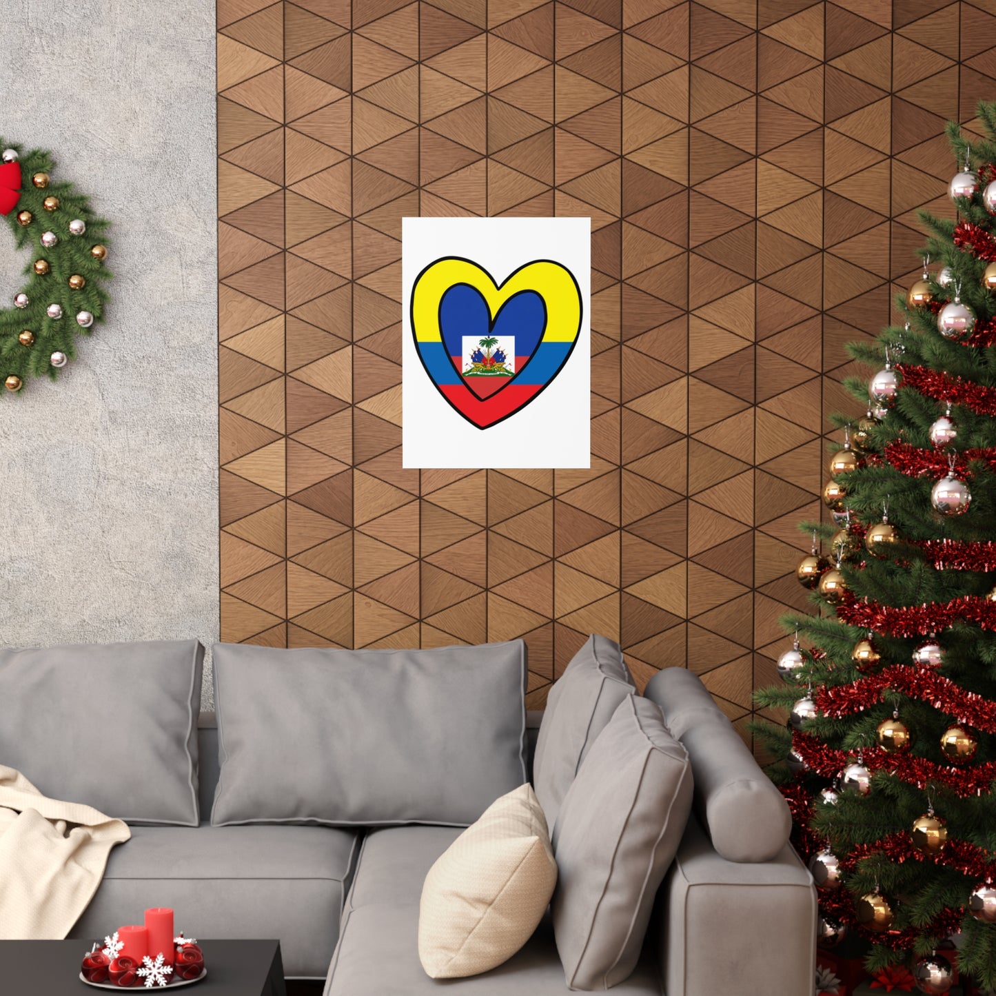 Colombian Haitian Flag Inner Heart Colombia Haiti  Premium Matte Poster