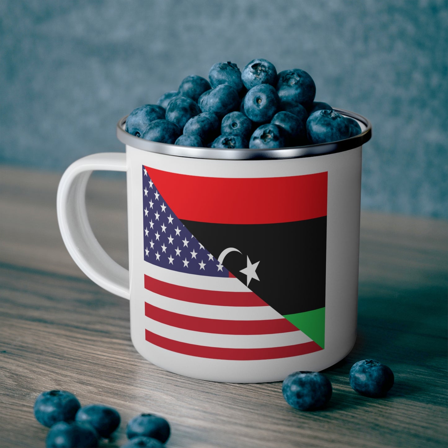 Libya American Flag Libyan USA 12oz Enamel Mug