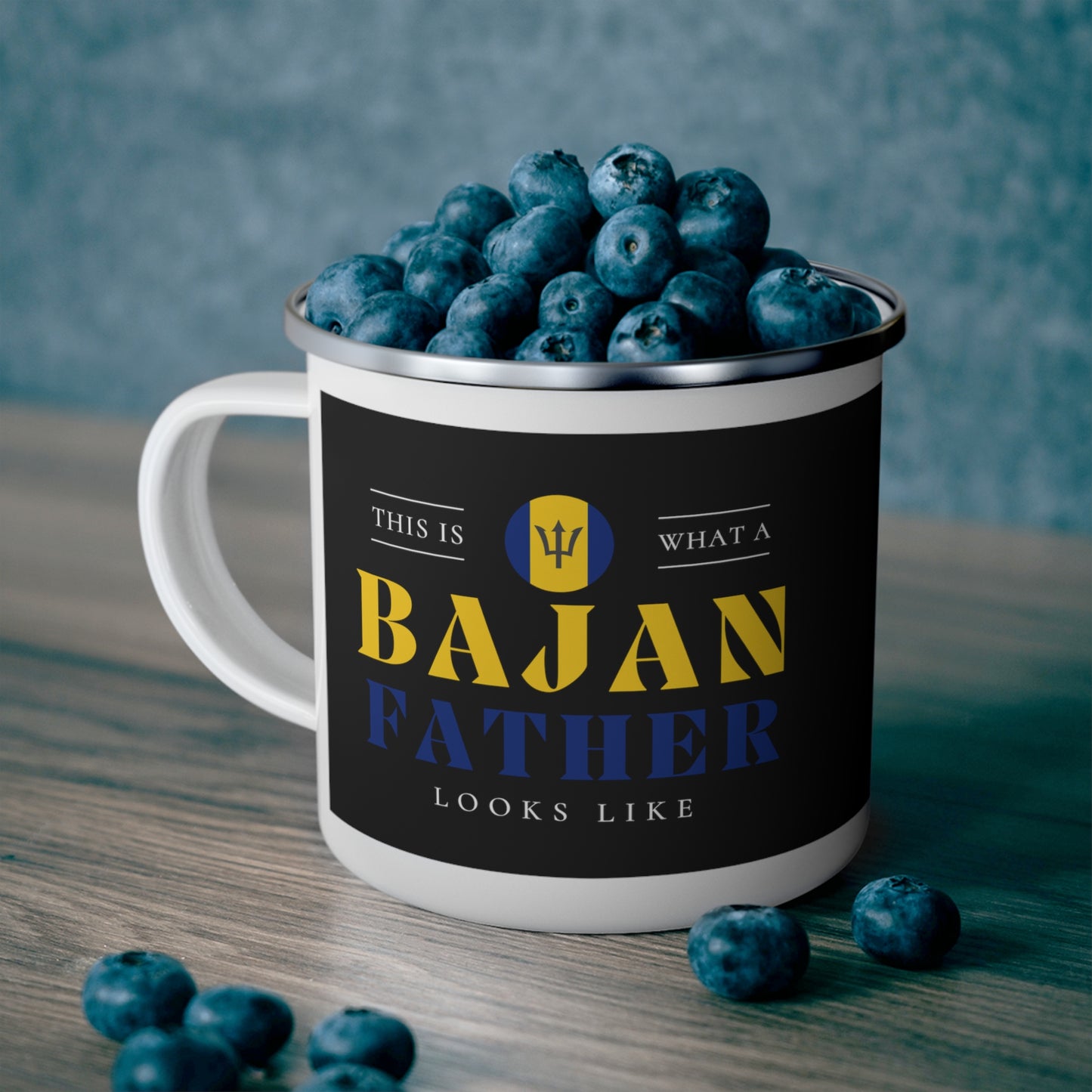 Bajan Father Looks Like Barbados Dad 12oz Enamel Mug