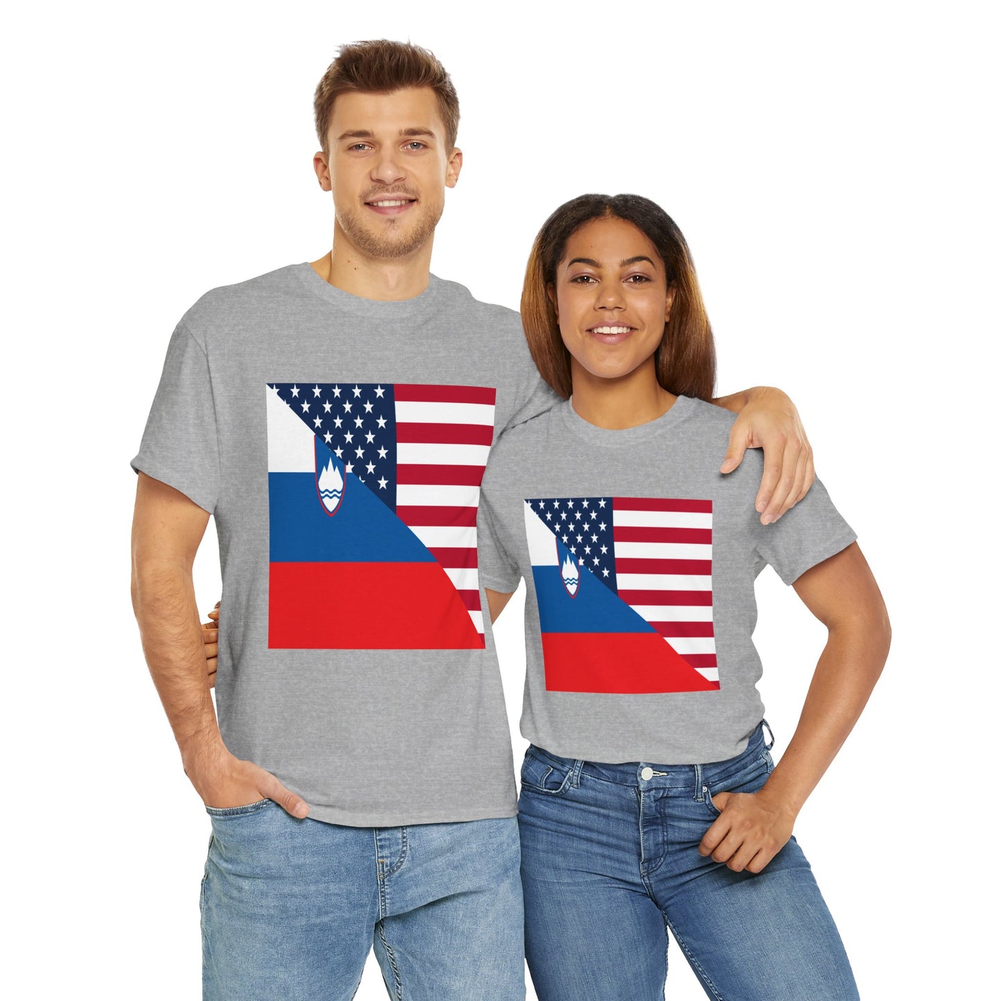 Slovenia American Flag Half Slovenian USA T-Shirt | Unisex Tee Shirt