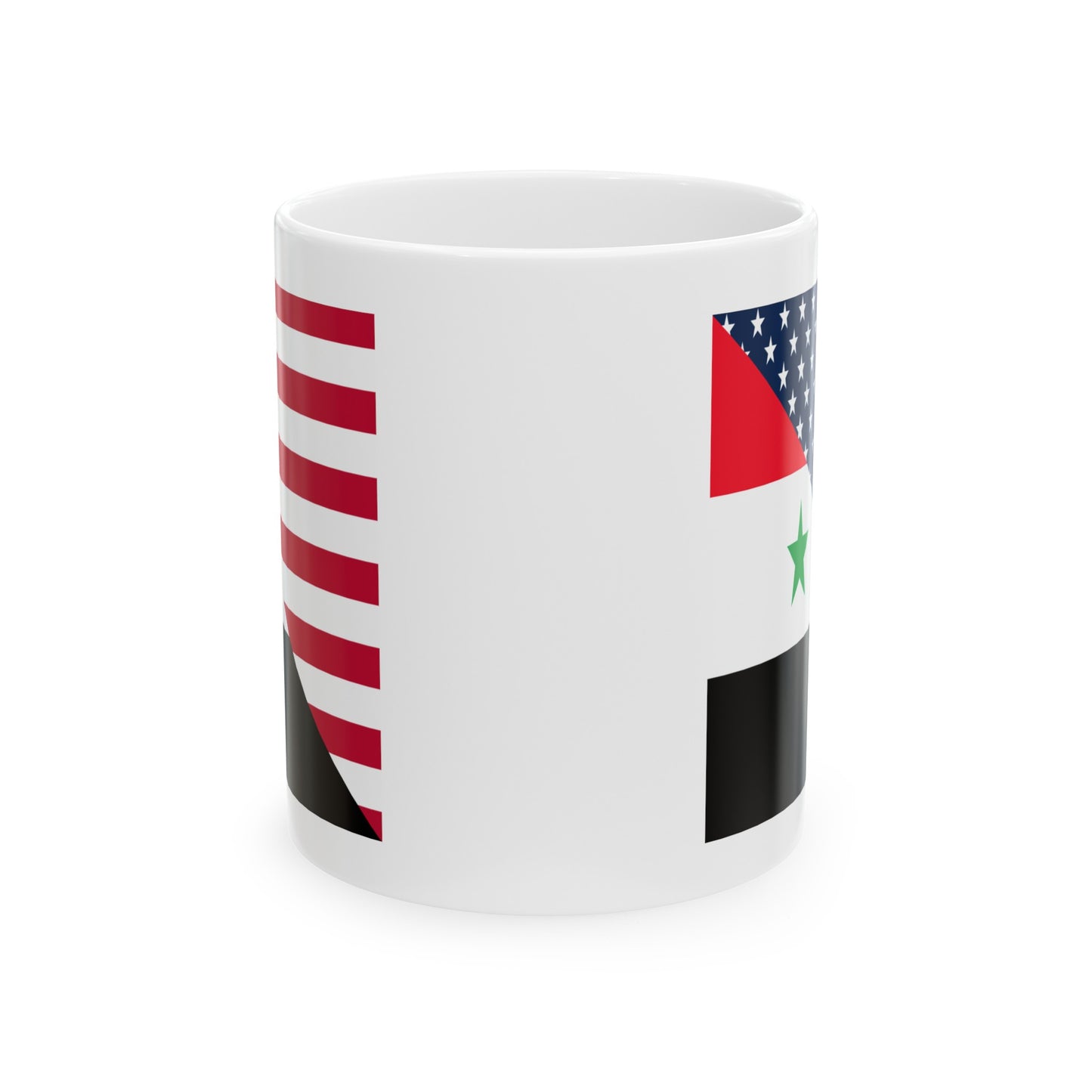 Syrian American Flag Half Syria USA Ceramic Mug 11oz, 15oz Cup