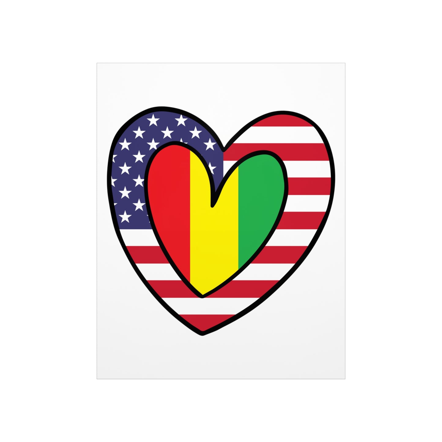 Guinean American Heart Valentines Day Wedding Gift Half Guinea USA Flag Premium Matte Poster