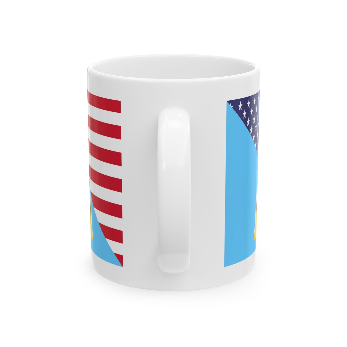 St Lucian American Flag St Lucia USA Ceramic Mug 11oz, 15oz Cup