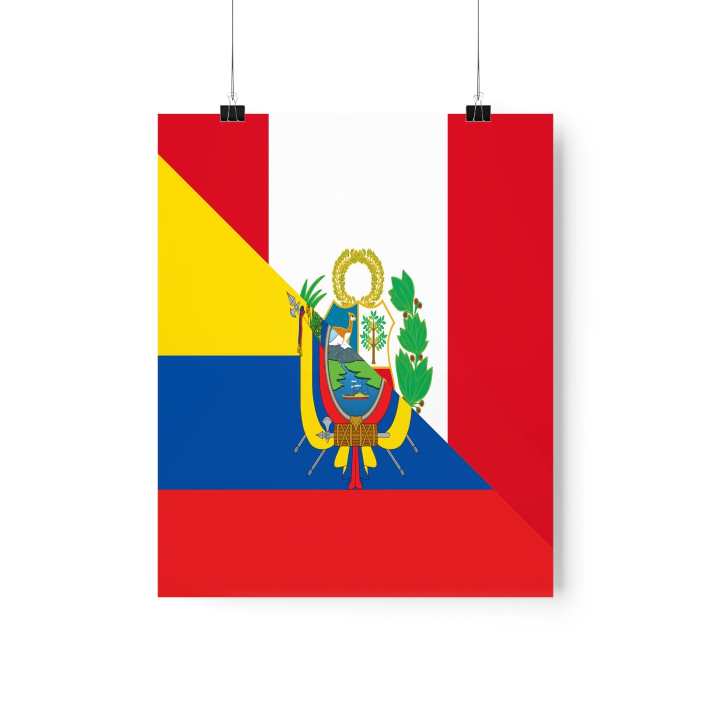 Peru Ecuador Flag Peruvian Ecuadorian Premium Matte Poster