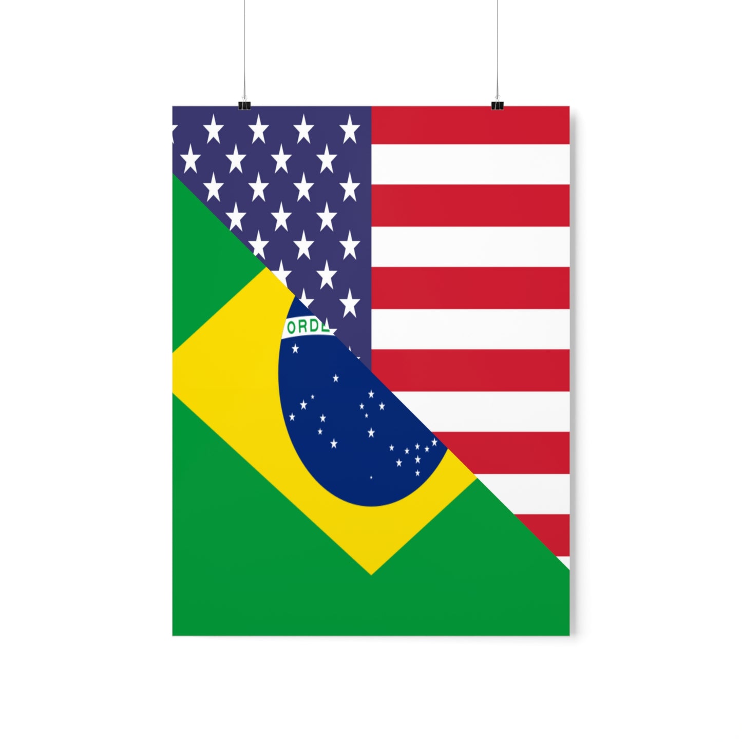 Brazilian American Flag Half Brazil USA Brasil Premium Matte Poster