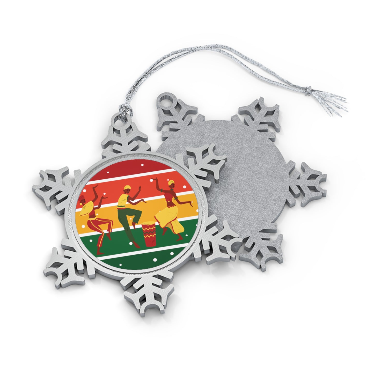African Dance Pewter Snowflake | Africa Diaspora Christmas Tree Ornament