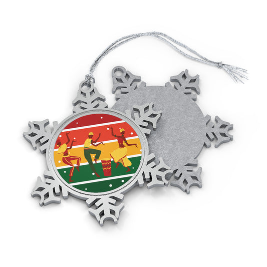 African Dance Pewter Snowflake | Africa Diaspora Christmas Tree Ornament