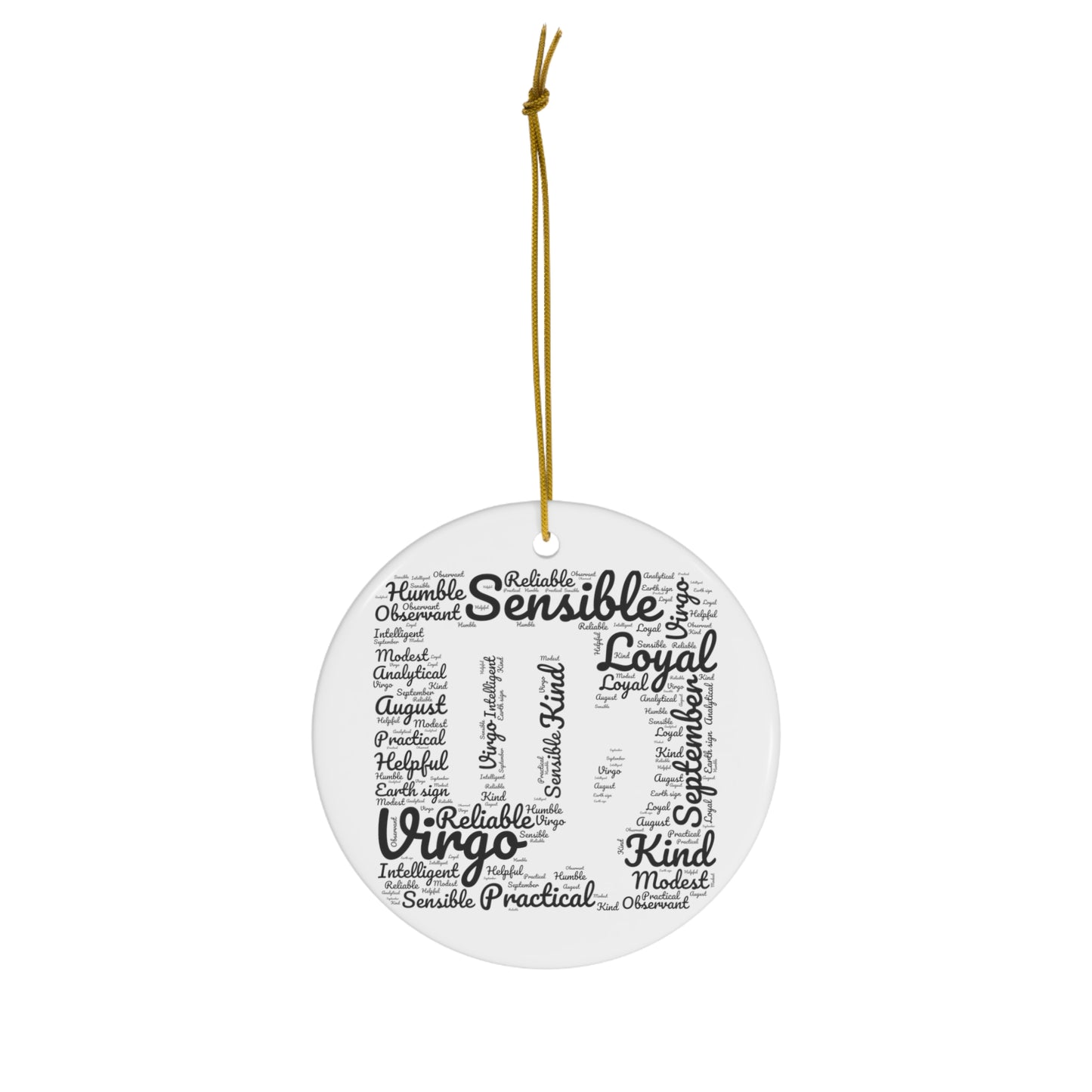 Virgo Zodiac Astrology Sign Traits Black Ceramic Ornament | Christmas Tree Ornaments