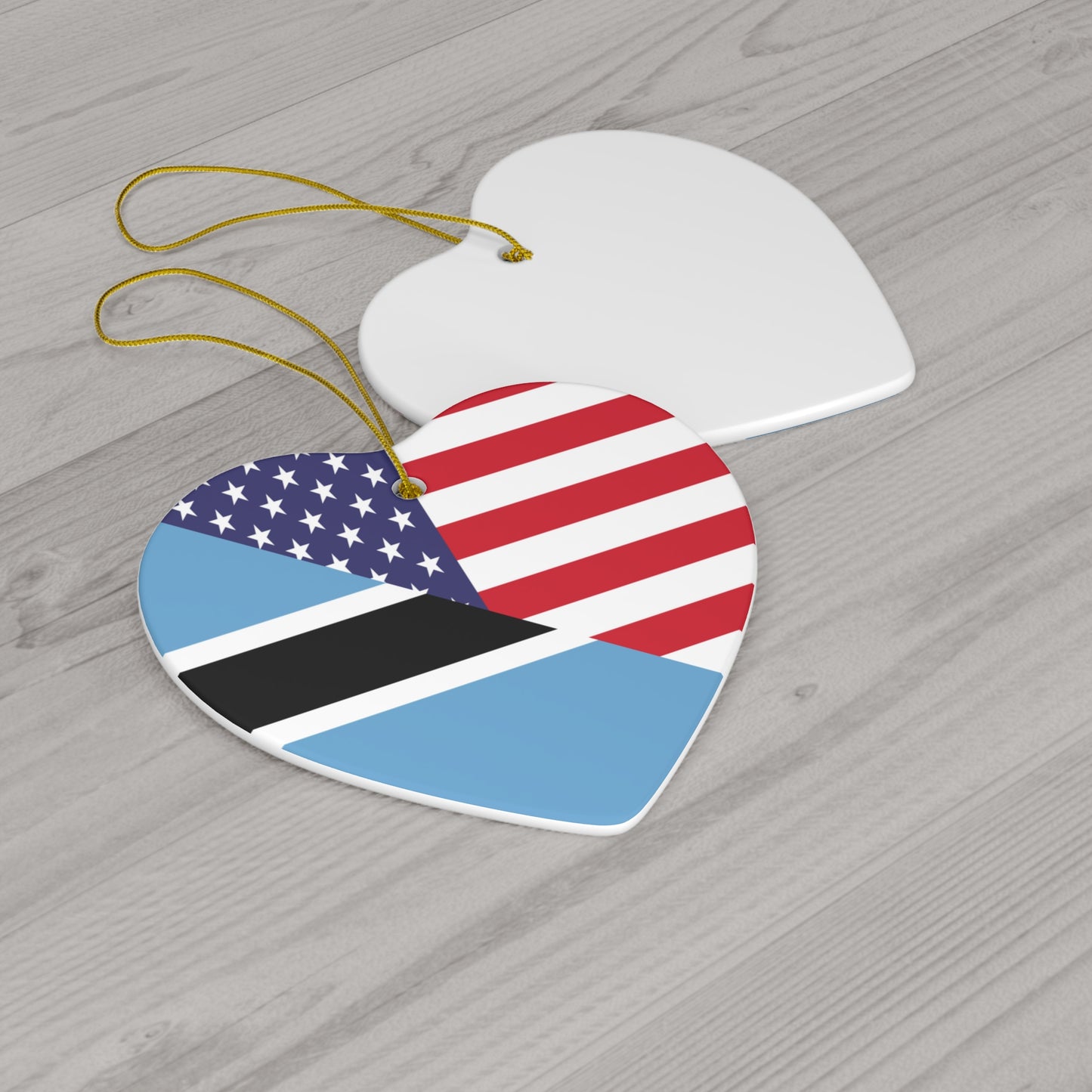 Botswana American Flag USA Ceramic Ornament | Christmas Tree Ornaments