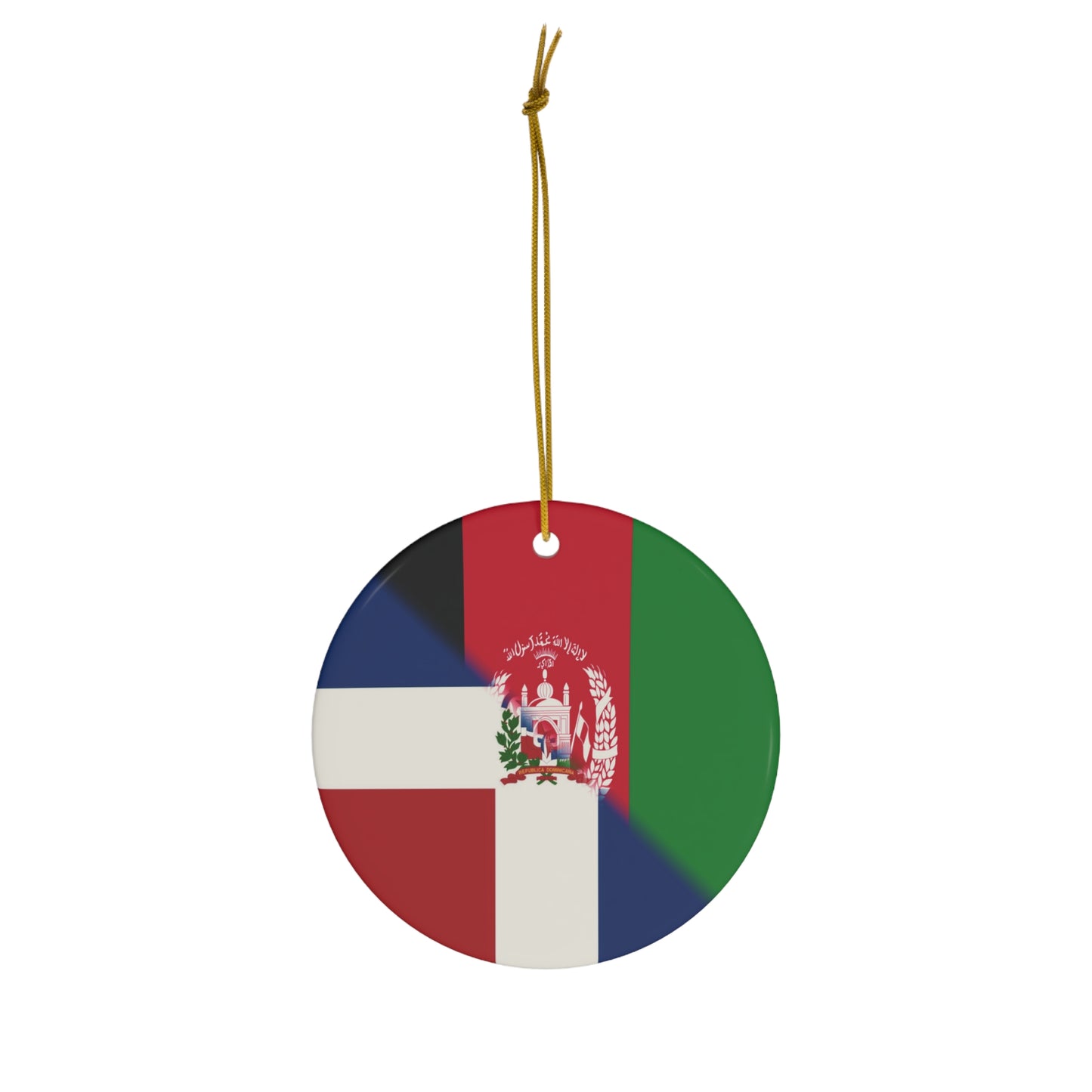 Dominican Republic Afghanistan Flag | DR Afghan Ceramic Ornament | Christmas Tree Ornaments