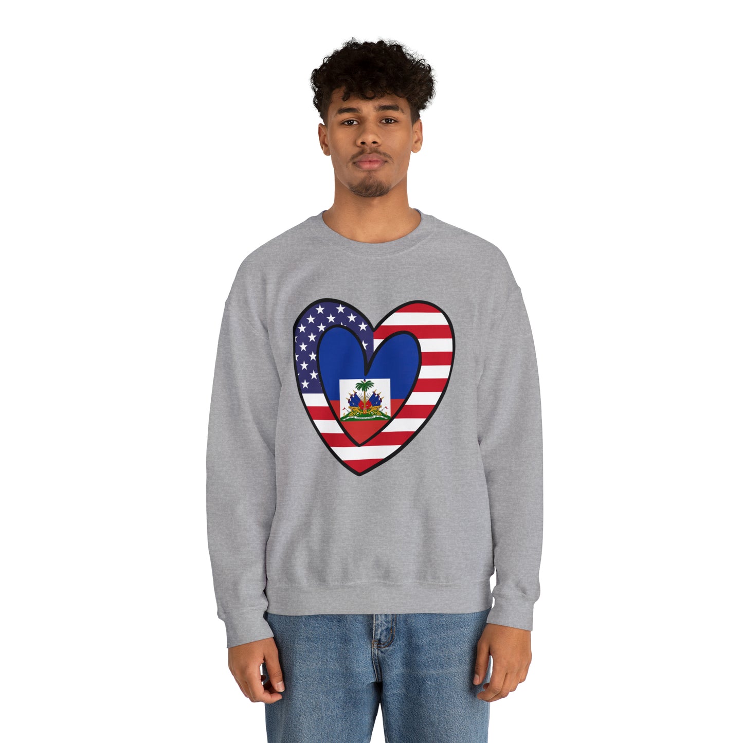 American Haitian Flag Inner Heart USA Haiti Unisex Sweatshirt