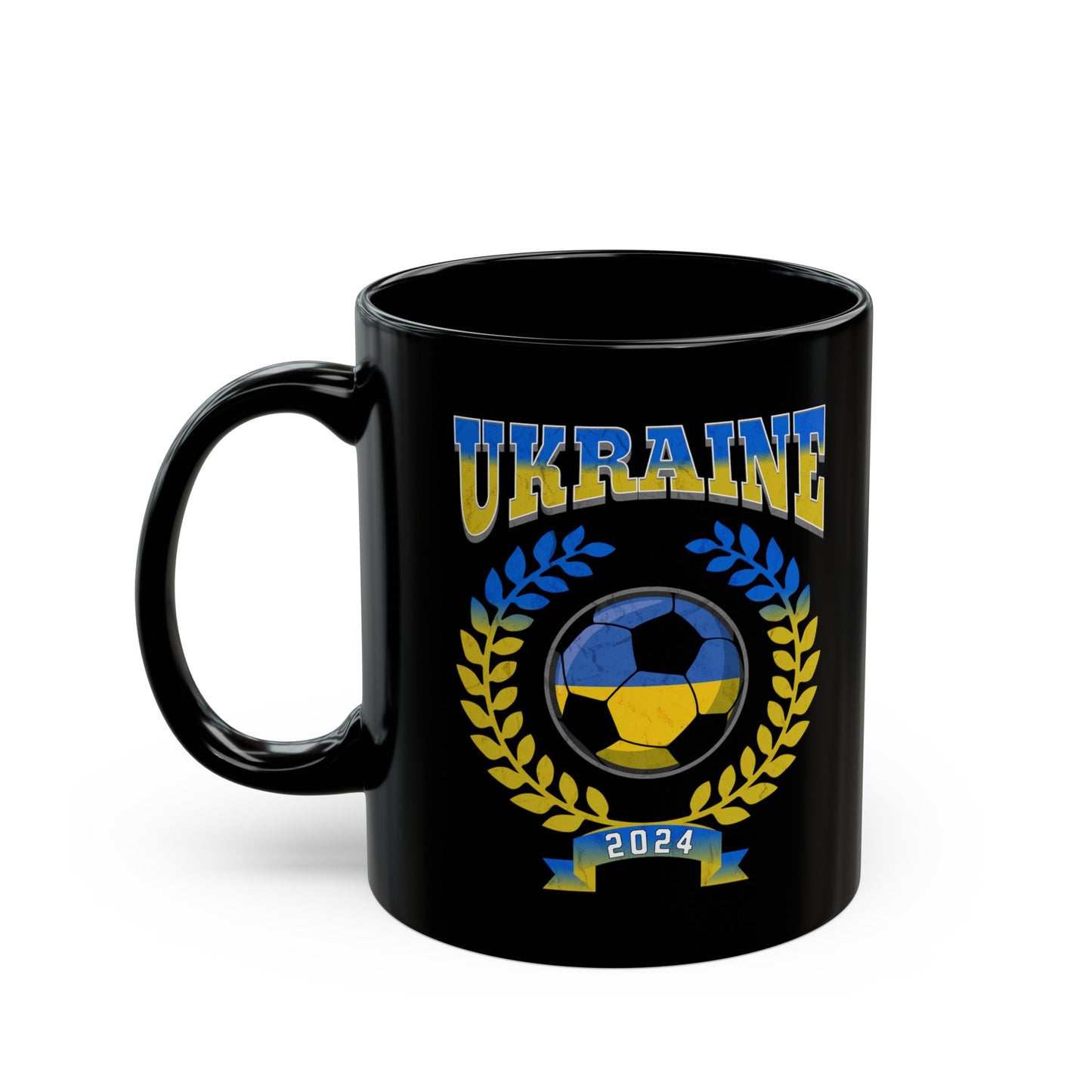 Ukraine 2024 Soccer Football Championship Games Ukrainian Team 11 oz Black Mug