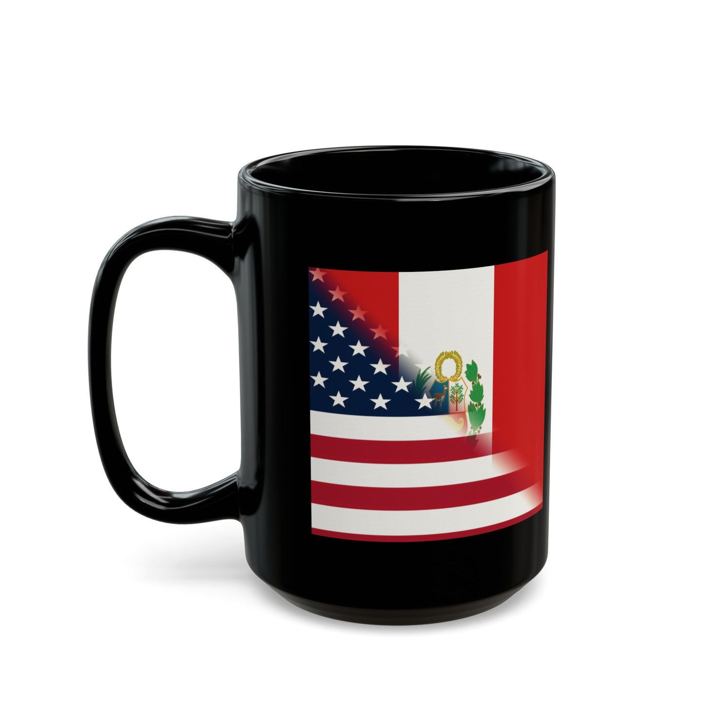 Peruvian USA Flag Peru American Black Mug (11oz, 15oz)