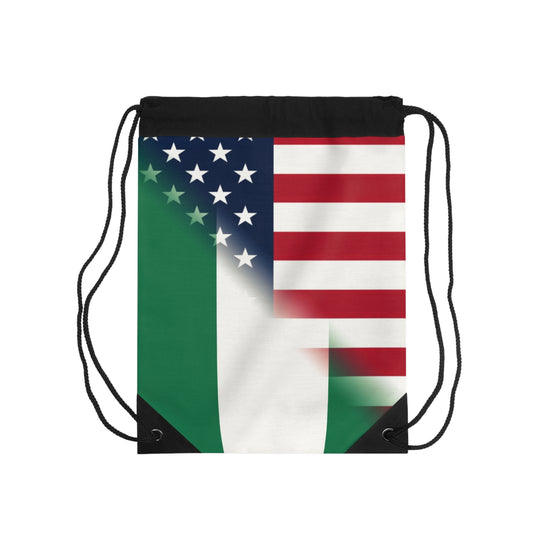 Nigerian American Flag Half Naija USA African Drawstring Bag