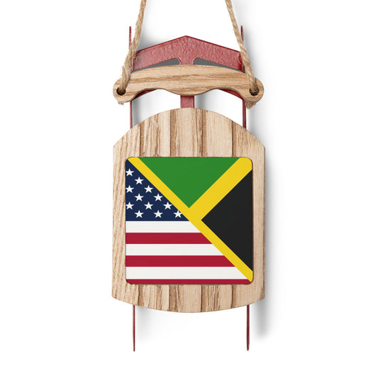 Jamaican American Flag Jamaica USA Sled Ornament Christmas Tree Ornaments