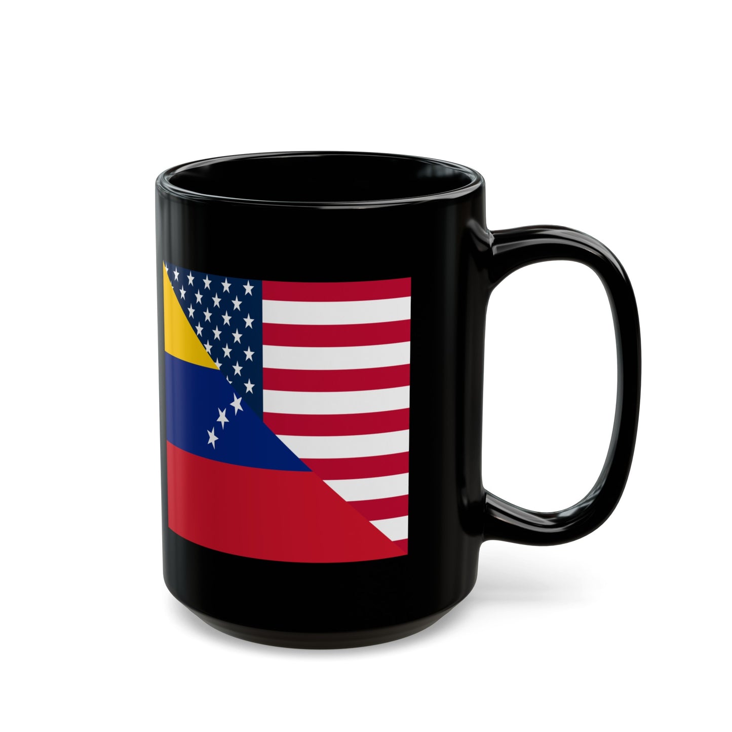 Venezuela American Flag Half Venezuelan USA Black Mug (11oz, 15oz)