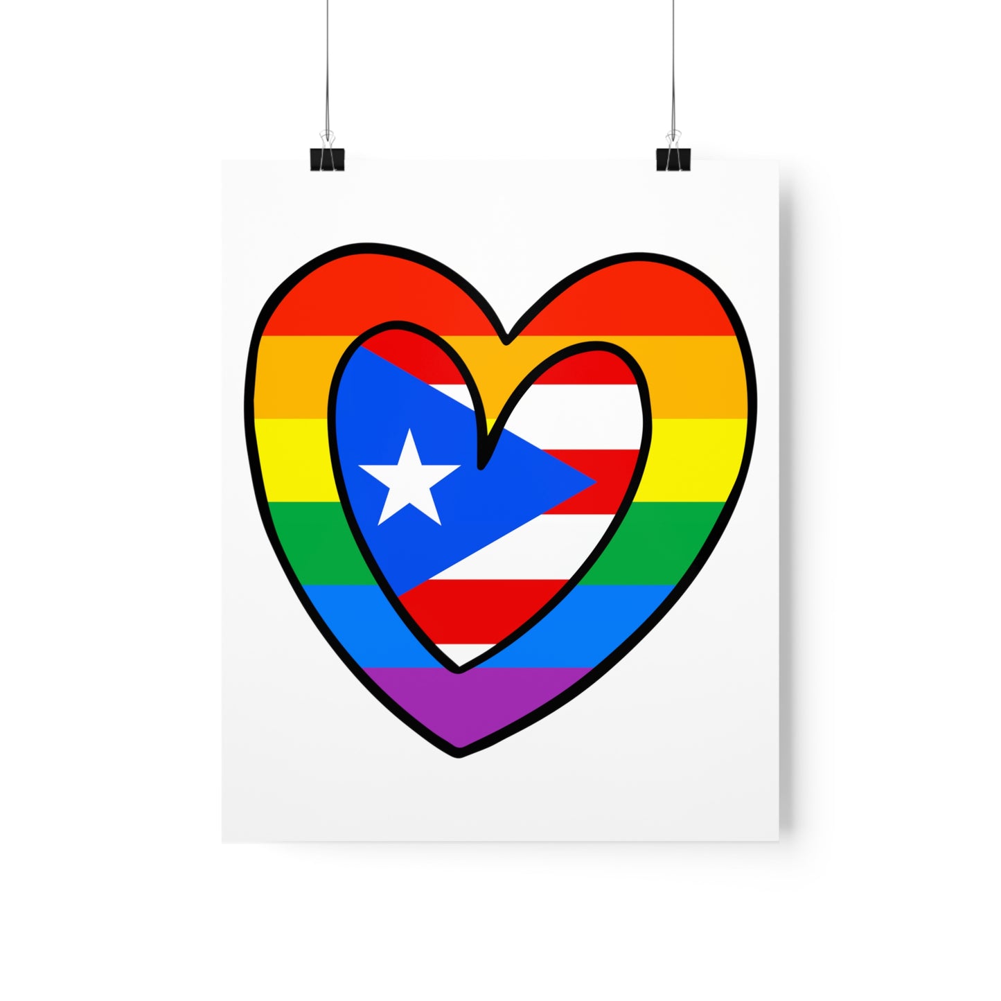 Puerto Rican Rainbow Flag Heart PR Pride Parade Premium Matte Poster