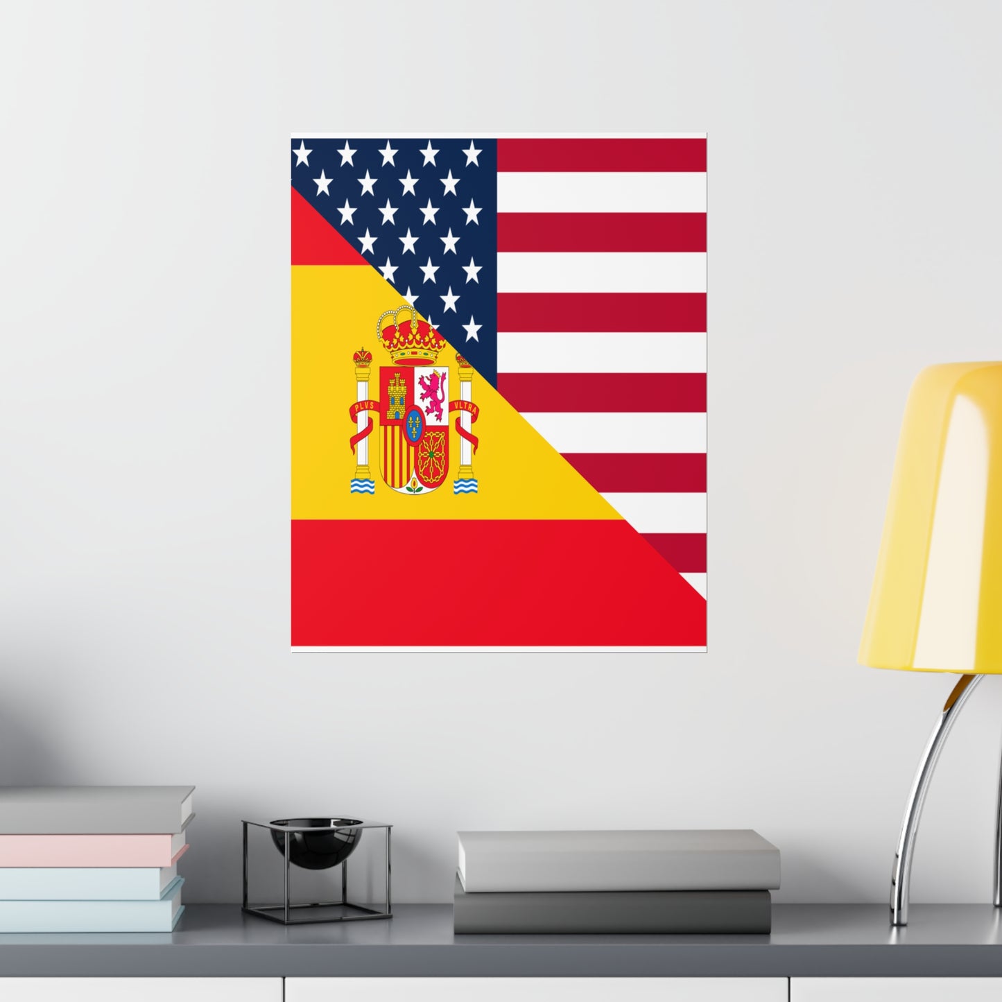 Spain American Flag Half Spanish USA Premium Matte Poster