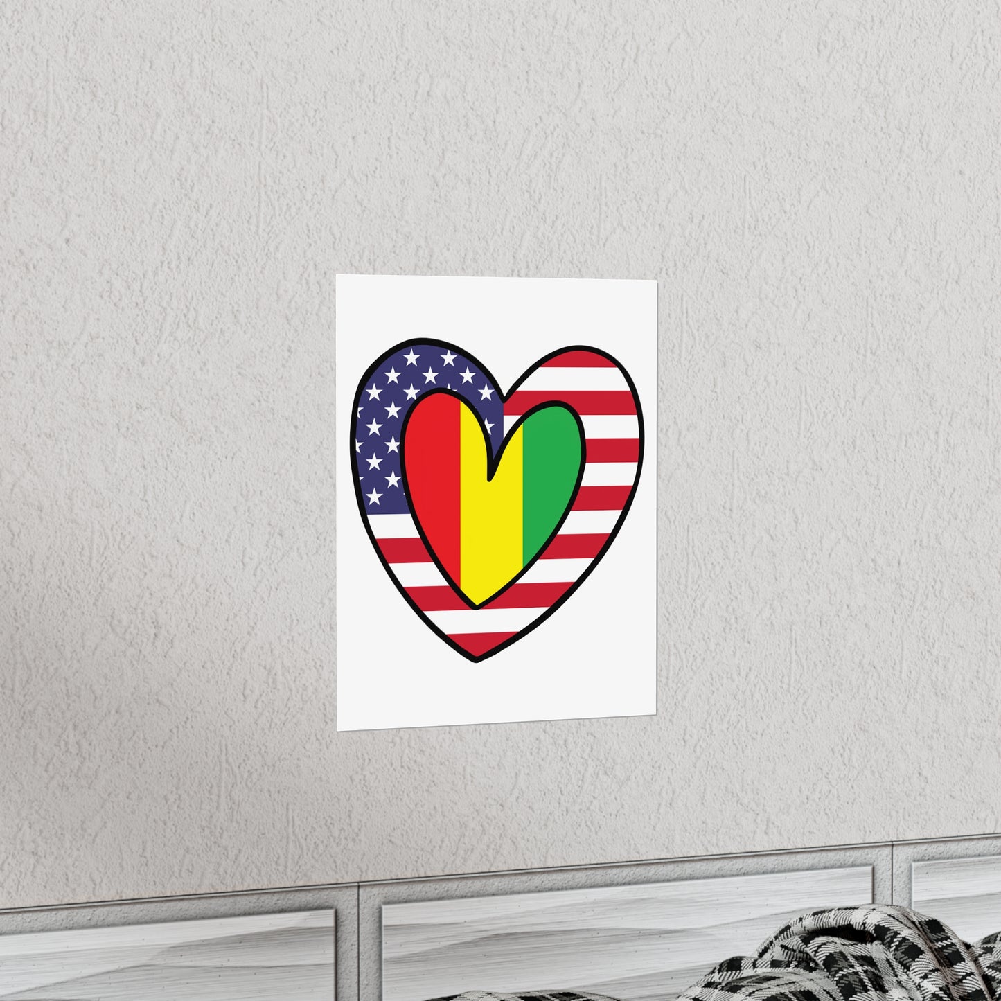 Guinean American Heart Valentines Day Wedding Gift Half Guinea USA Flag Premium Matte Poster