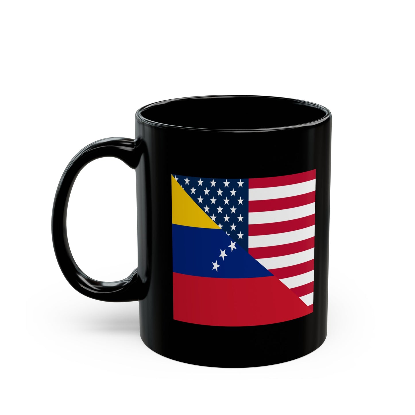 Venezuela American Flag Half Venezuelan USA Black Mug (11oz, 15oz)