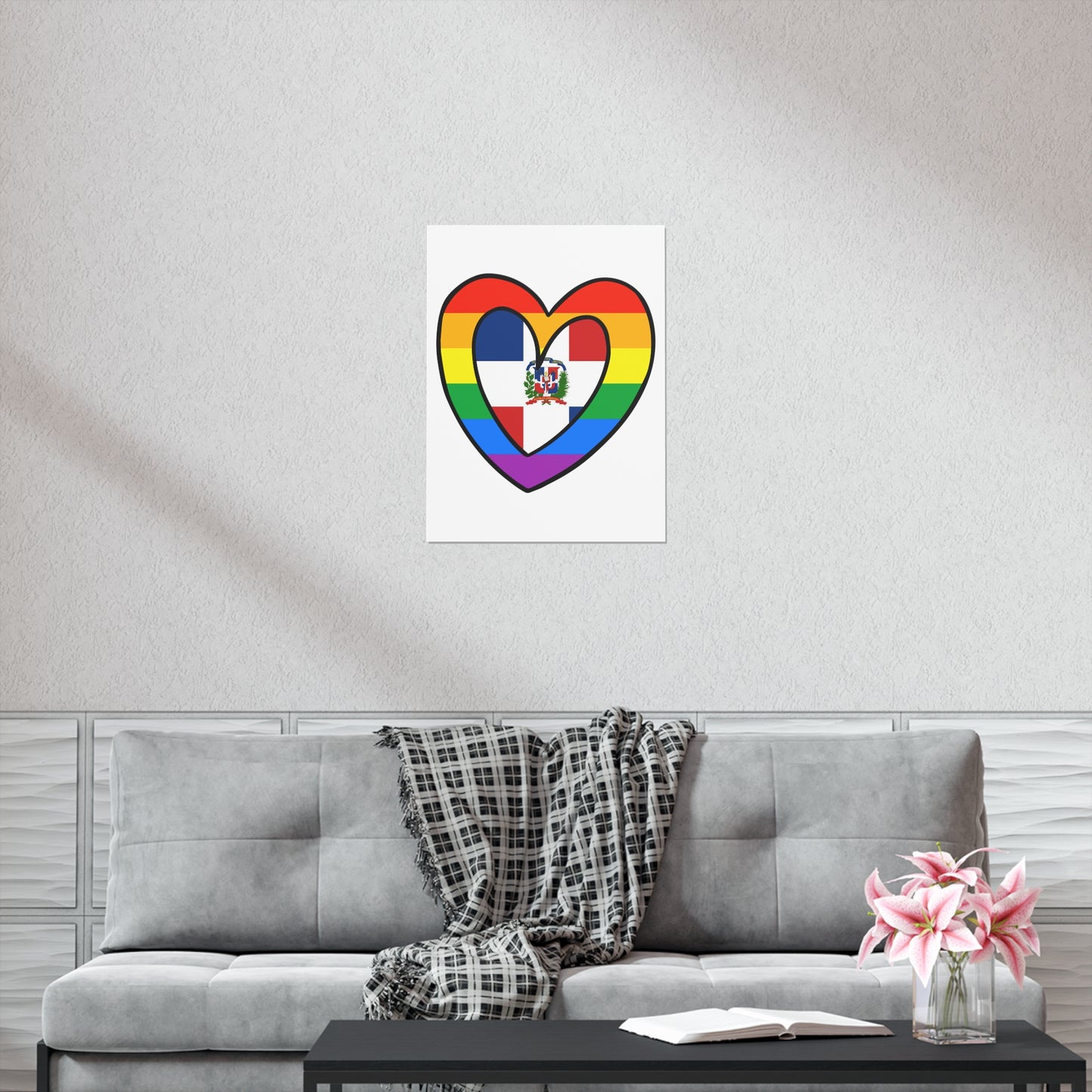 Dominican Rainbow Flag Heart DR Pride Month Premium Matte Poster