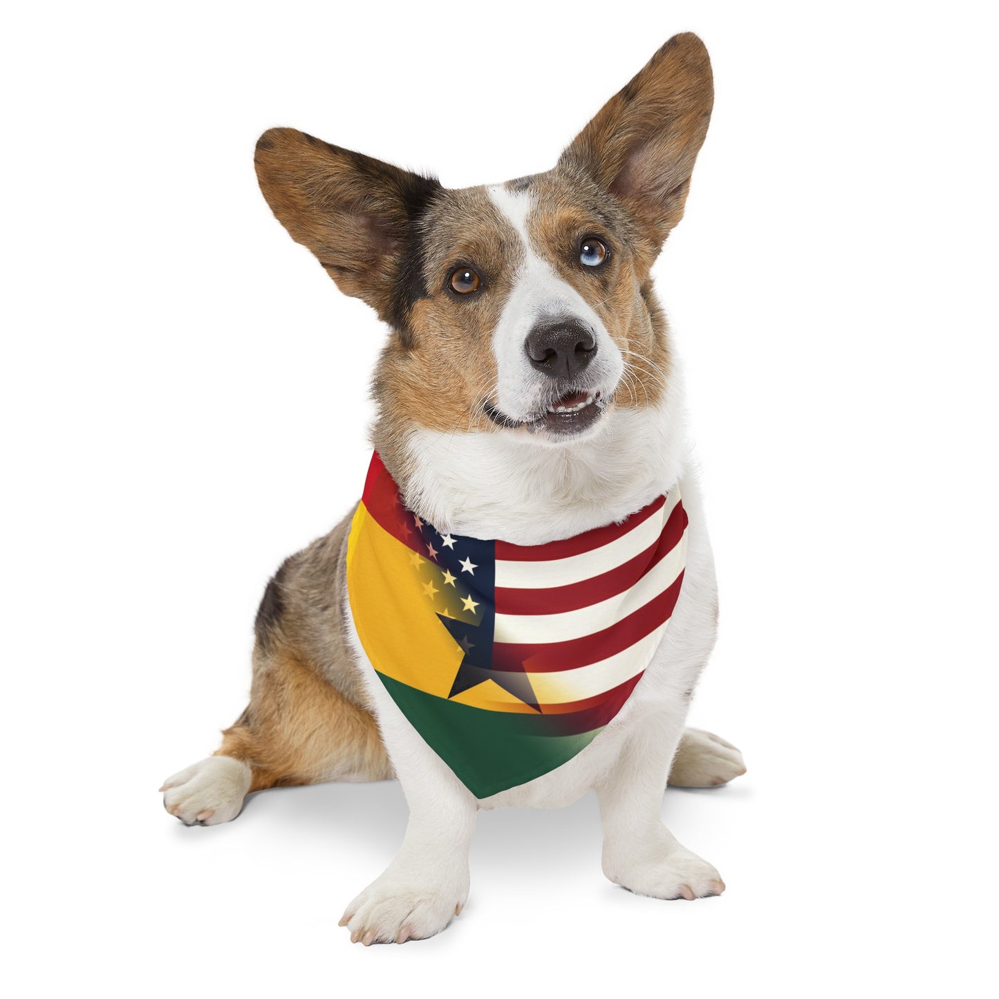 Half Ghanaian American Flag Pet Bandana Collar | USA US Ghana Dog Cat