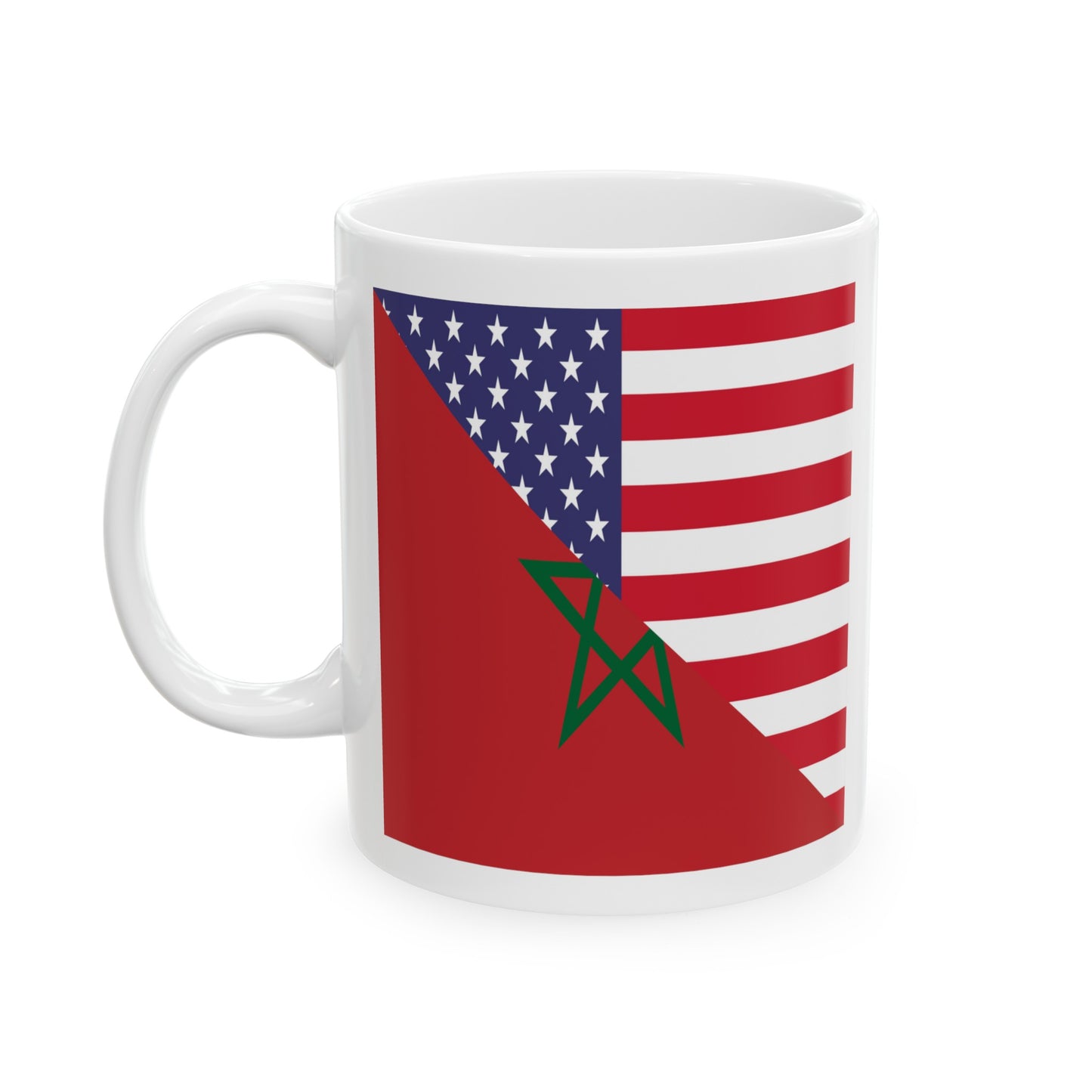 Moroccan American Flag Morocco USA Ceramic Mug 11oz, 15oz Cup