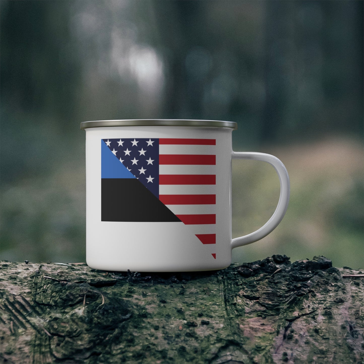 Estonian American Flag Estonia USA 12oz Enamel Mug