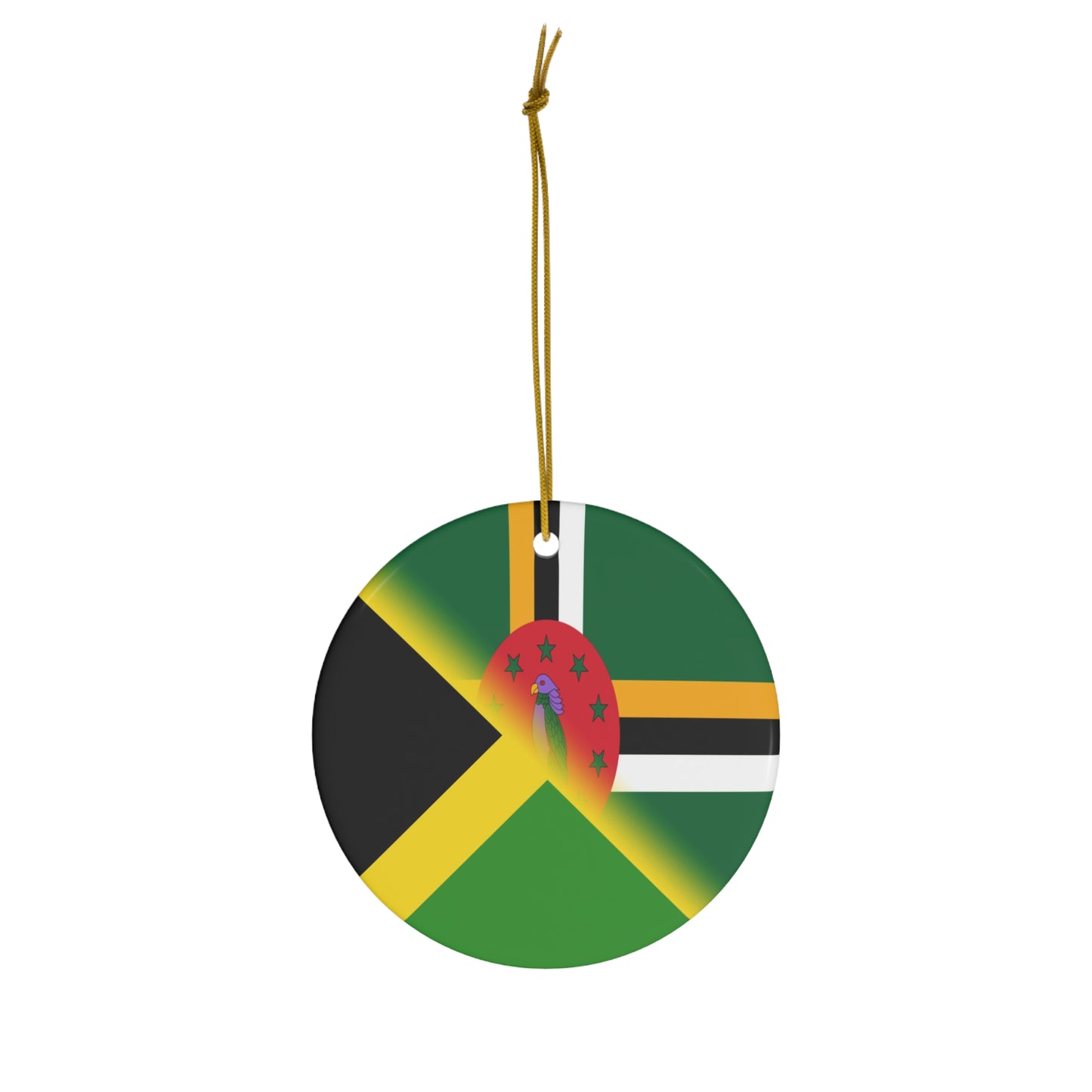 Jamaican Dominican Flag | Half Jamaica Dominica Ceramic Ornament | Christmas Tree Ornaments