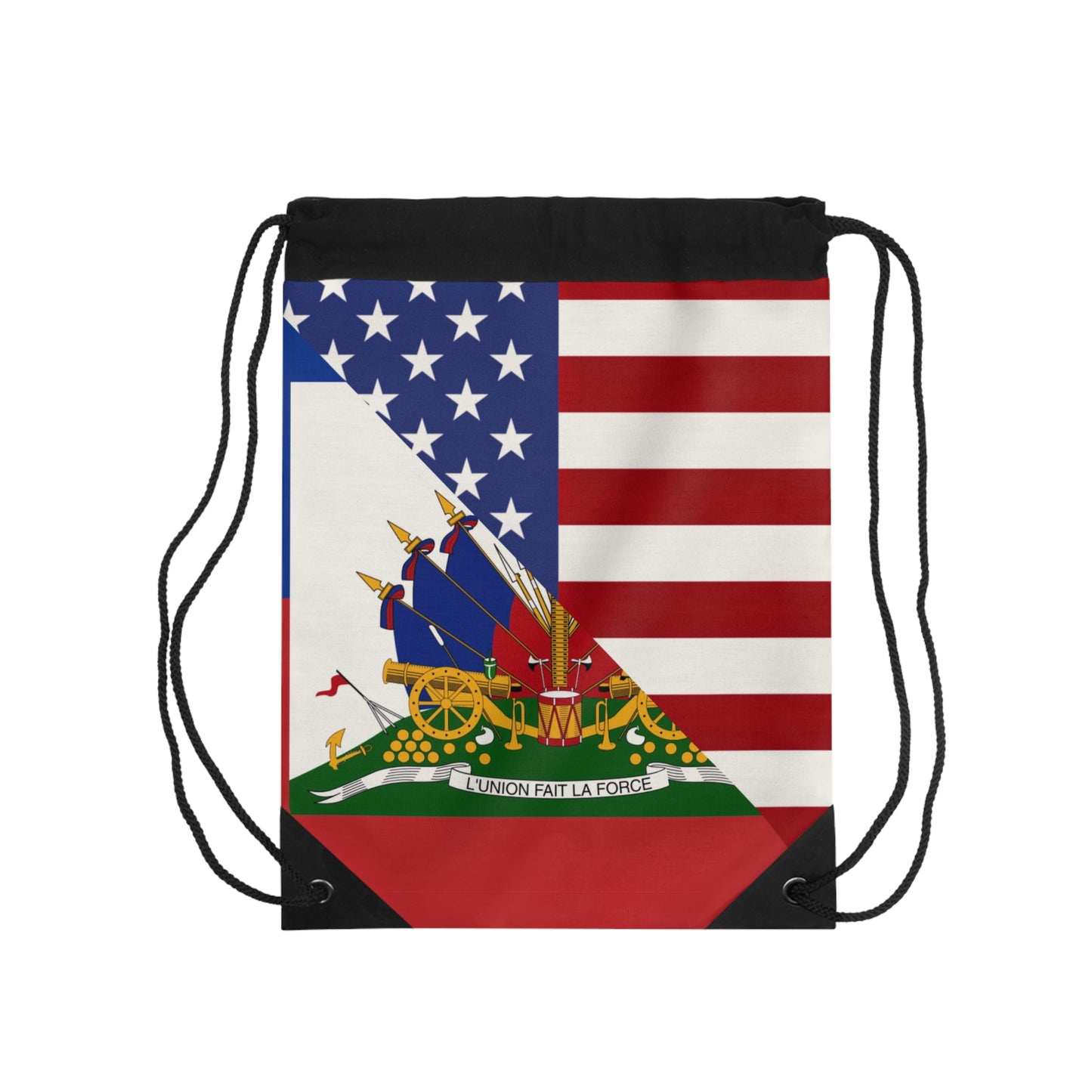 Haiti USA Flag Half Haitian American Drawstring Bag