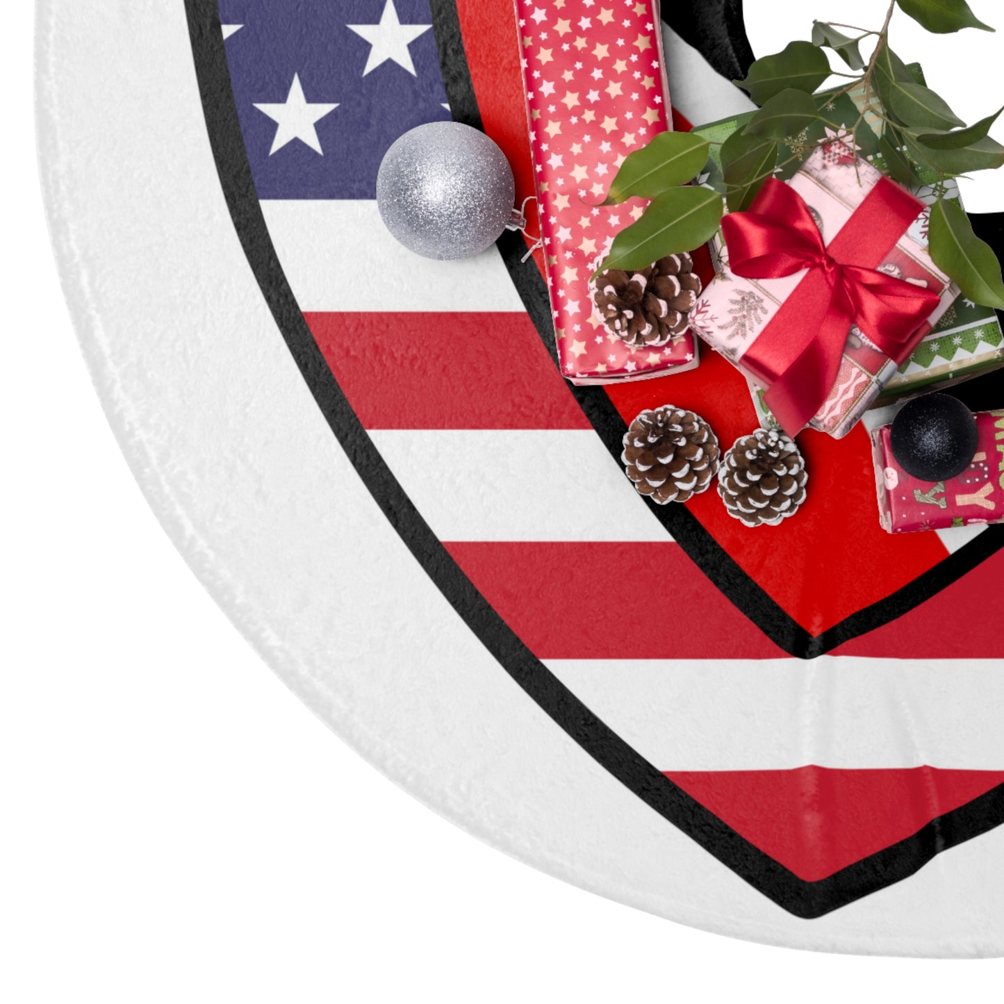 Trinidad Tobago American Heart Valentines Day Gift Half Trini USA Flag Christmas Tree Skirt