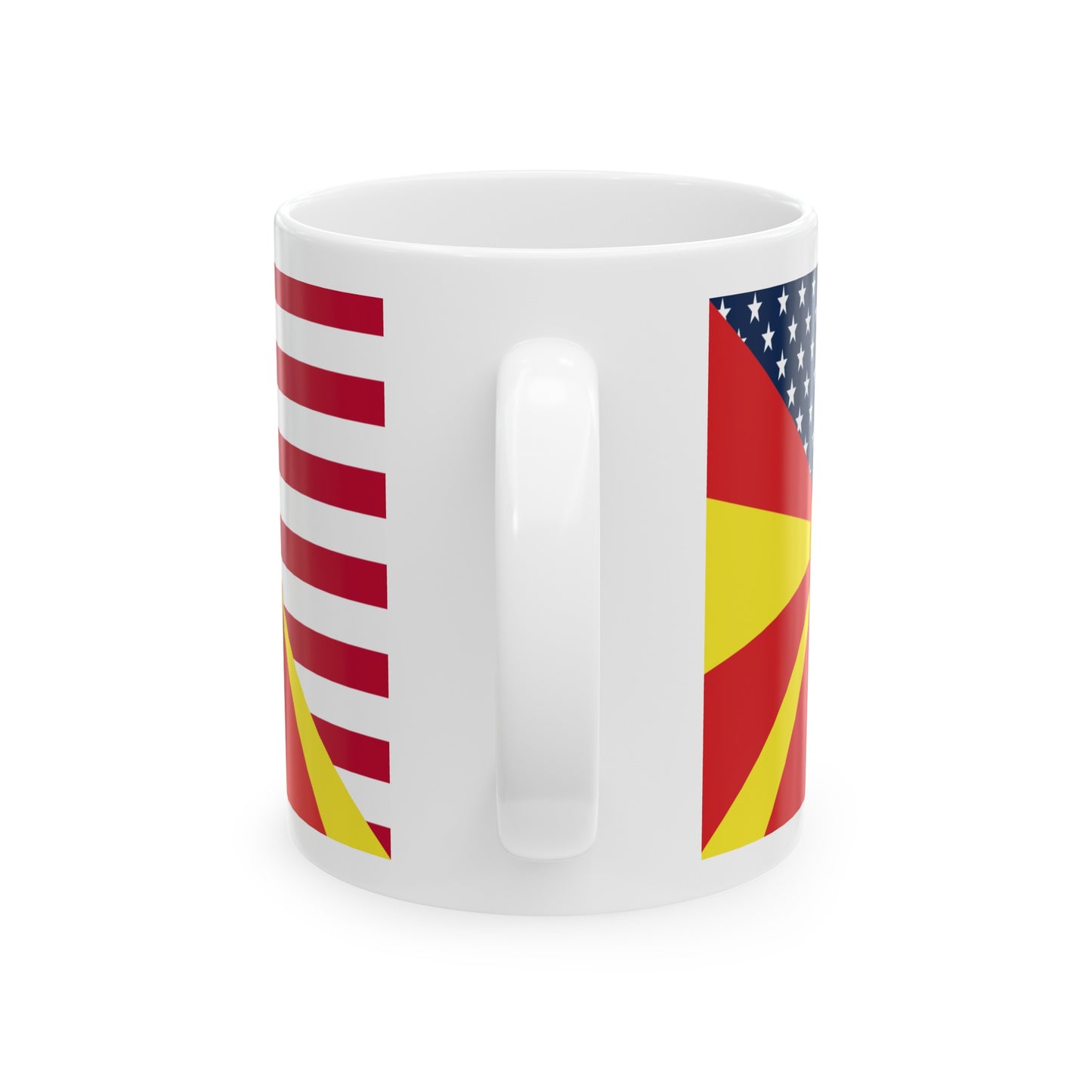 North Macedonia American Flag Half Macedonian USA Ceramic Mug 11oz, 15oz Cup