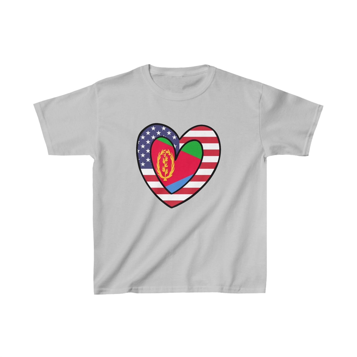 Kids American Eritrean Flag Inner Heart USA Eritrea T-Shirt | Unisex Tee Shirt