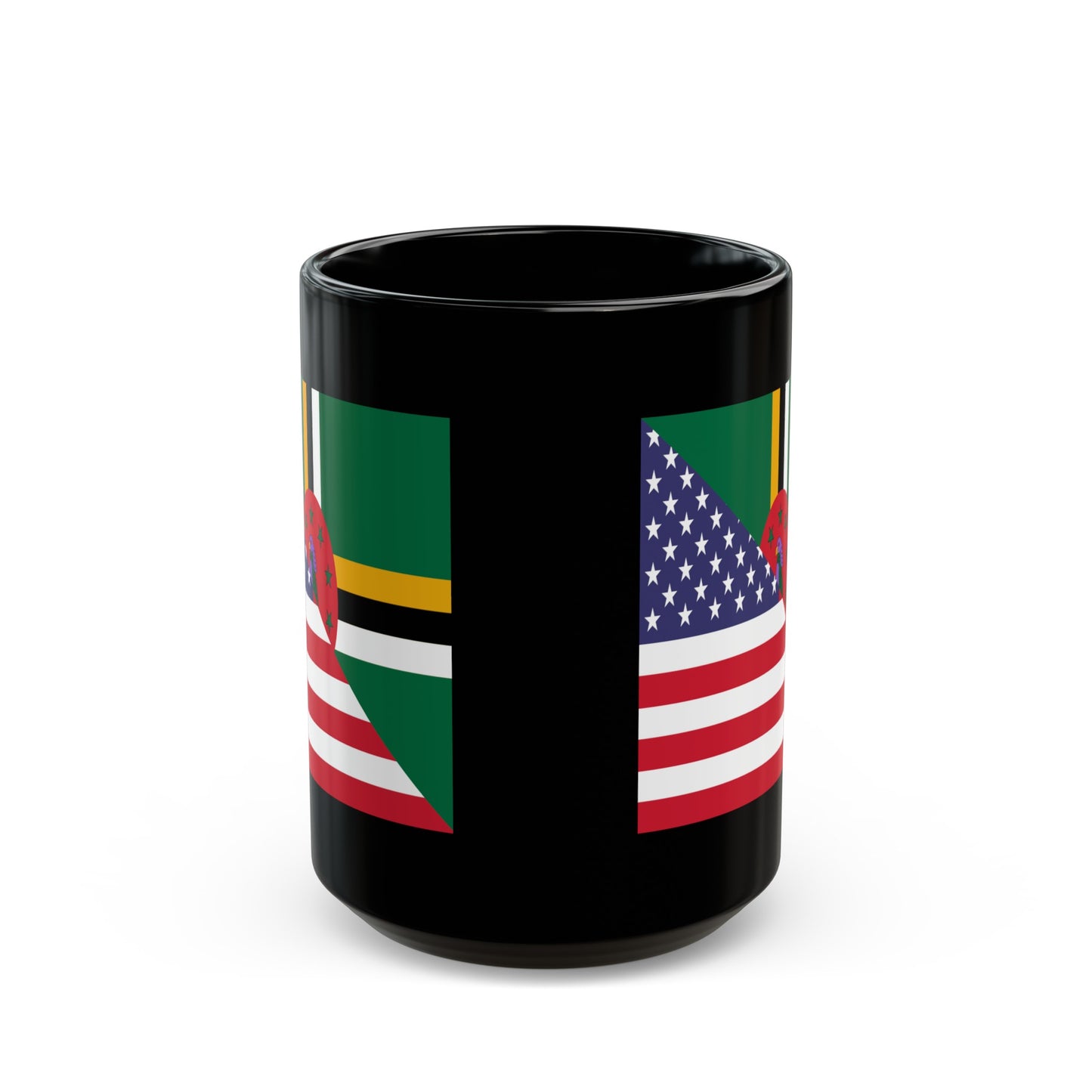 Dominican American Flag Dominica USA Half Black Mug (11oz, 15oz)