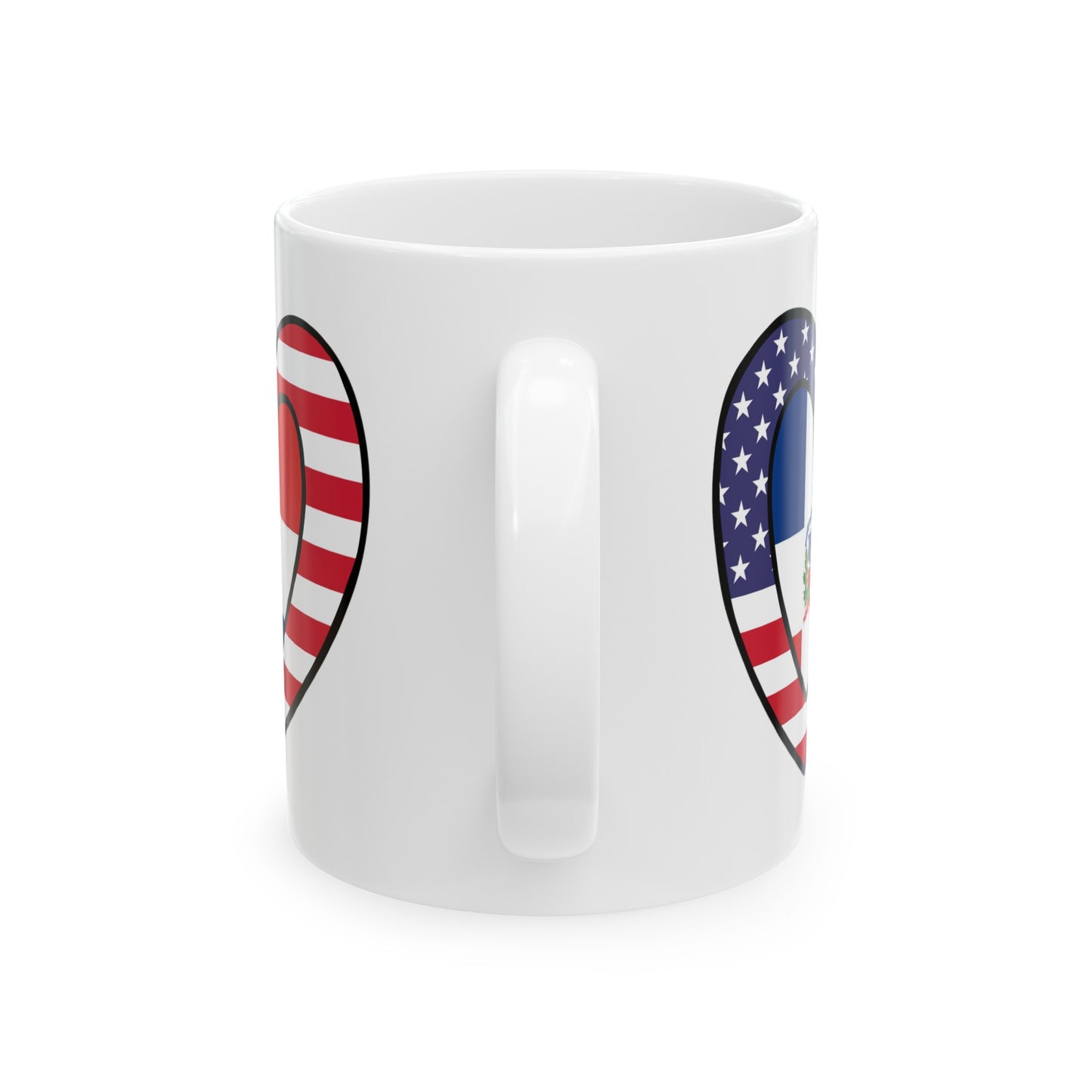 Dominican Republic American Heart Valentines Day Gift Half Dominicano USA Flag Ceramic Mug 11oz, 15oz Cup