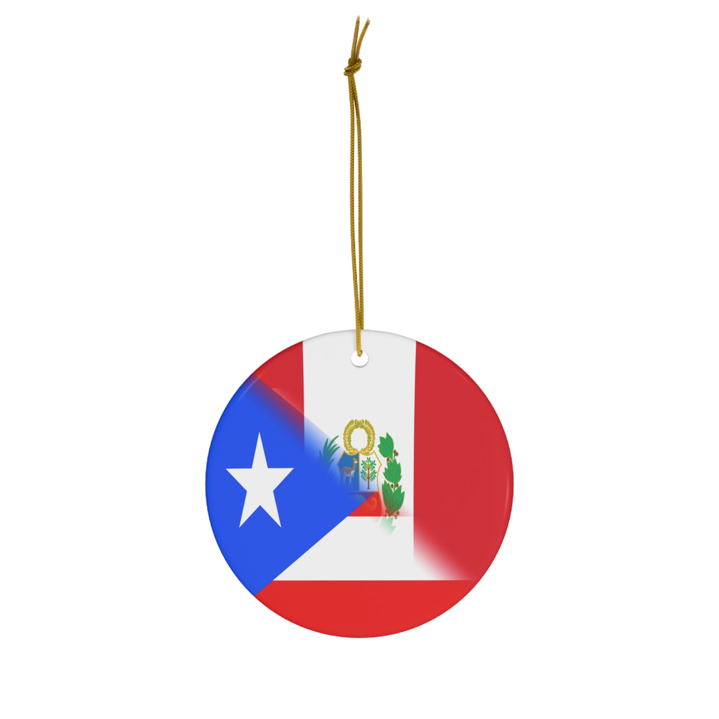 Puerto Rican Peruvian Flag PR Peru Ceramic Ornament | Christmas Tree Ornaments