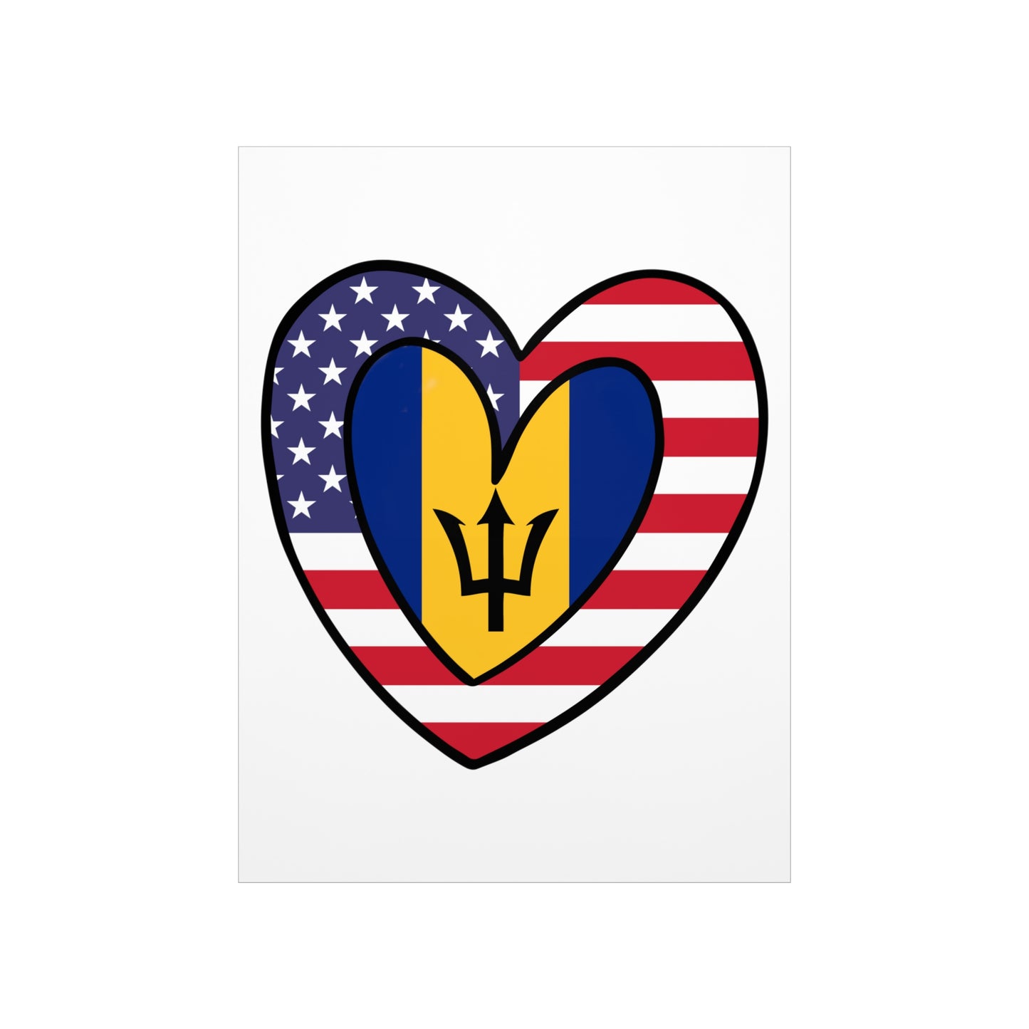 Bajan American Heart Valentines Day Gift Half Bahamas USA Flag Premium Matte Poster