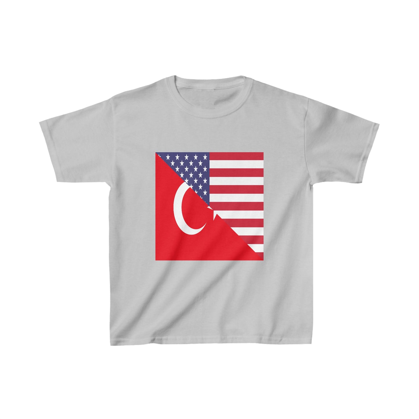 Kids Turkey American Flag Half Turkish USA T-Shirt | Unisex Tee Shirt