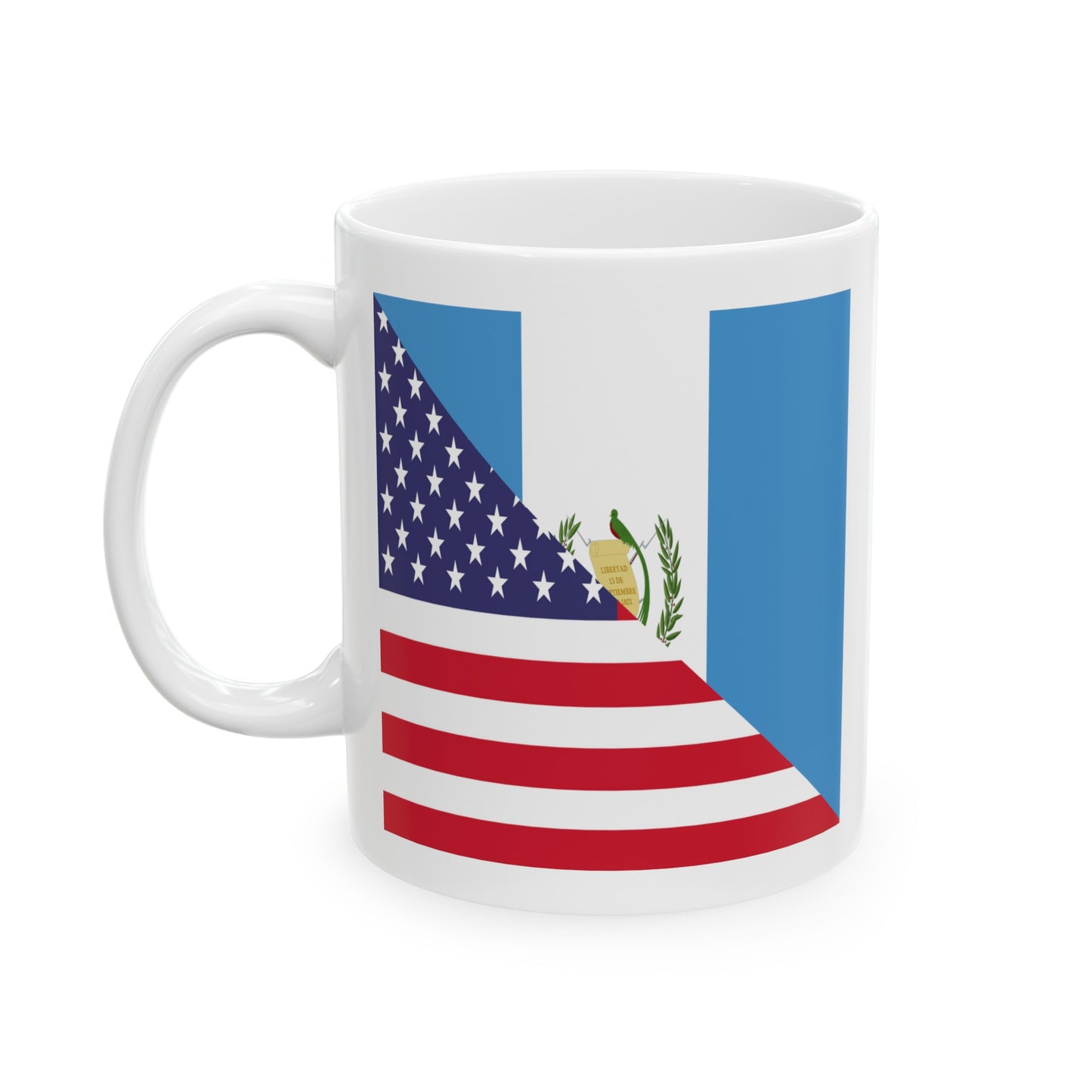 Guatemalan American Flag Half Guatemala USA Ceramic Mug 11oz, 15oz Cup