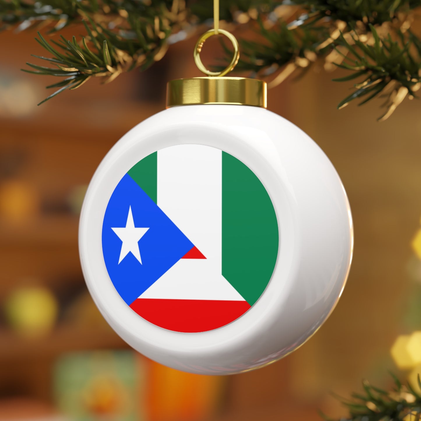 Nigerian Puerto Rican Flag Nigeria PR Christmas Tree Ball Ornament