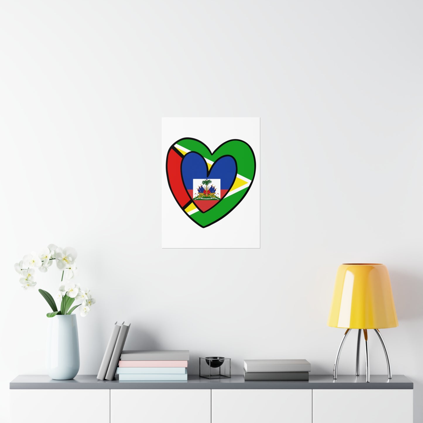 Guyanese Haitian Flag Inner Heart Guyana Haiti  Premium Matte Poster