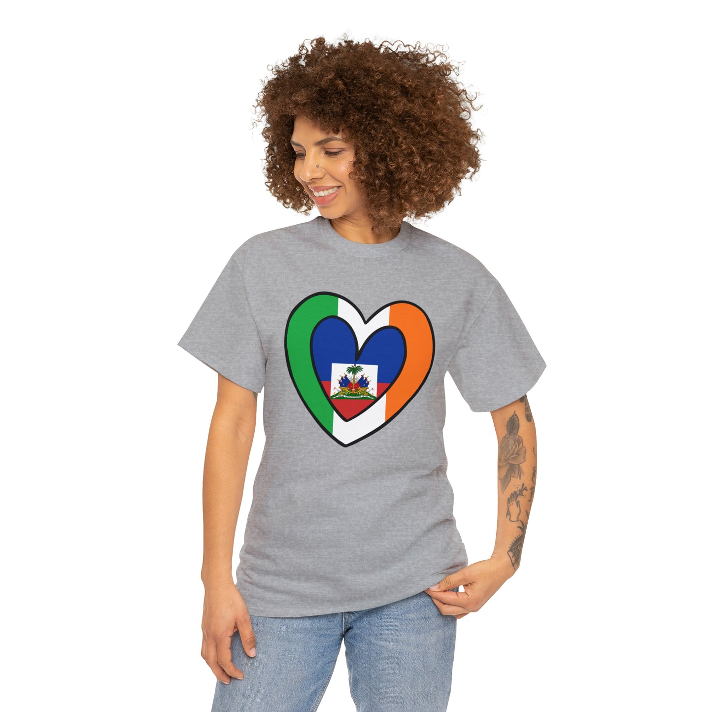 Haitian Irish Flag Heart Half Haiti Ireland T-Shirt | Unisex Tee Shirt