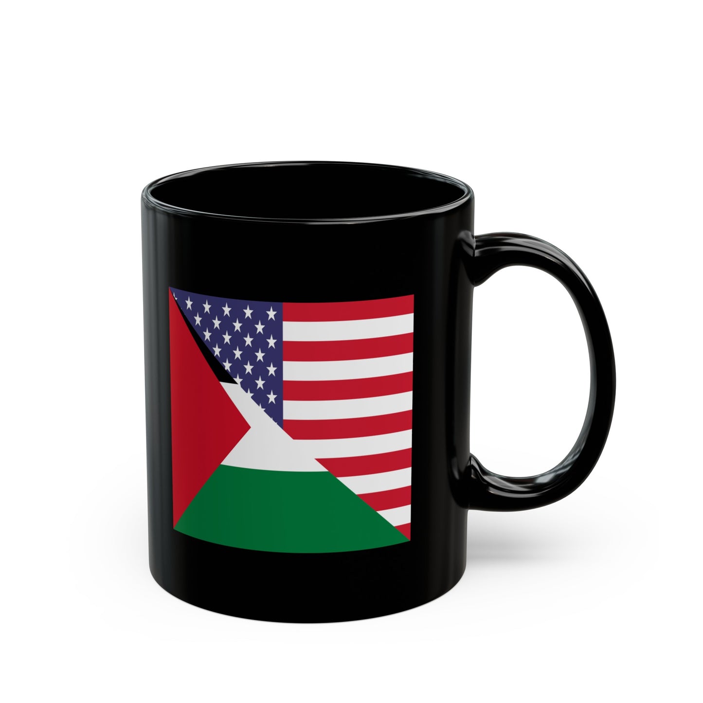 Palestine USA Flag Palestinian American Black Mug (11oz, 15oz)